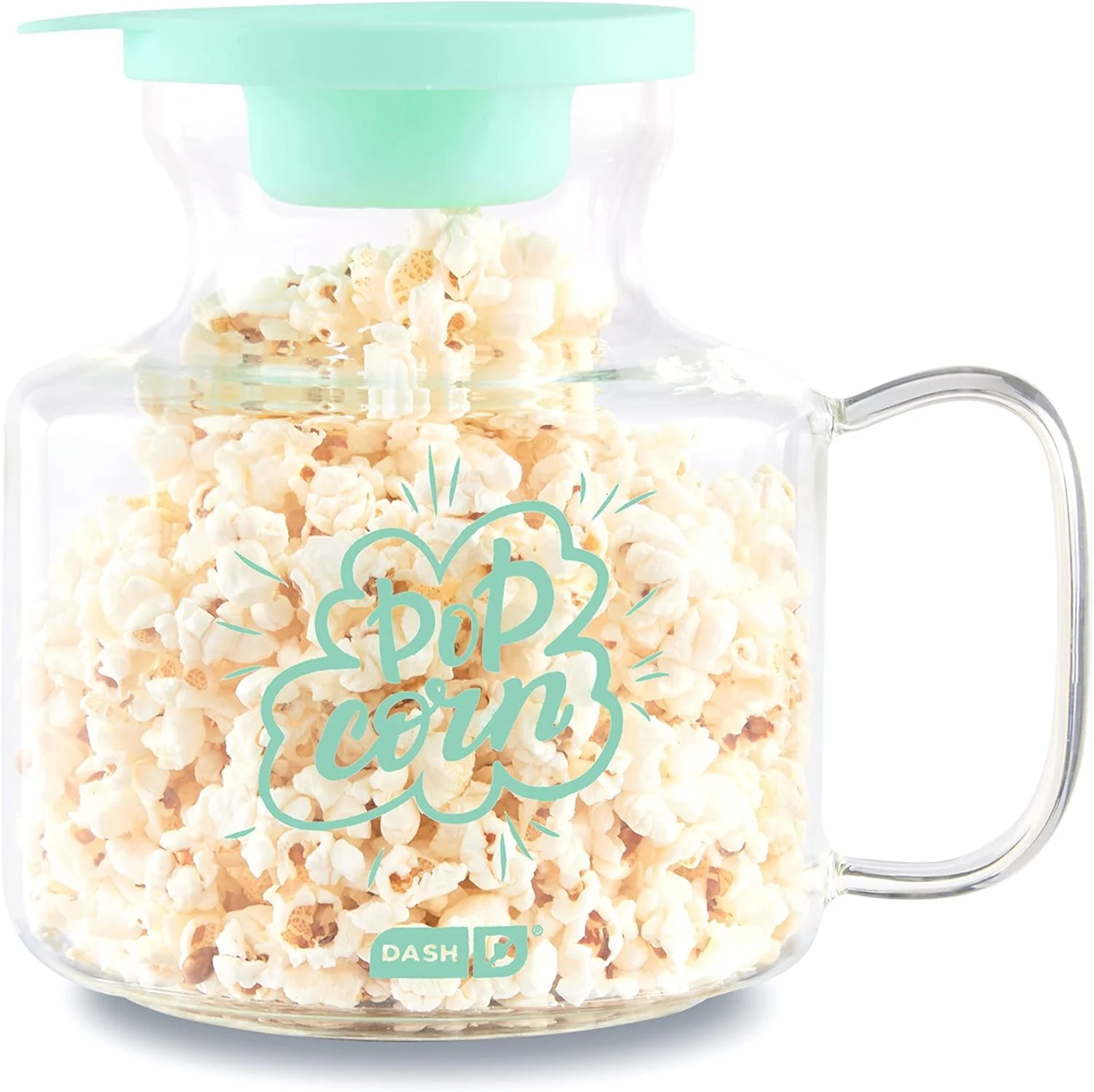 Dash Microwave Popcorn Popper - Convenient Popcorn Maker with Butter-Melting Silicone Lid - Easy to Use & Quick Cleanup - Aqua