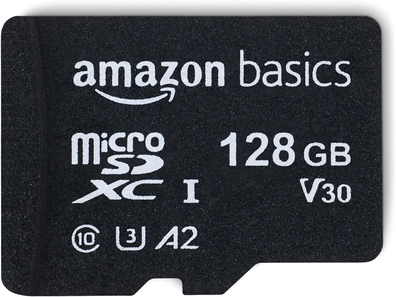 Amazon Basics microSDXC Memory Card with Full Size Adapter, A2, U3, Read Speed up to 100 MB/s, 128GB, Black