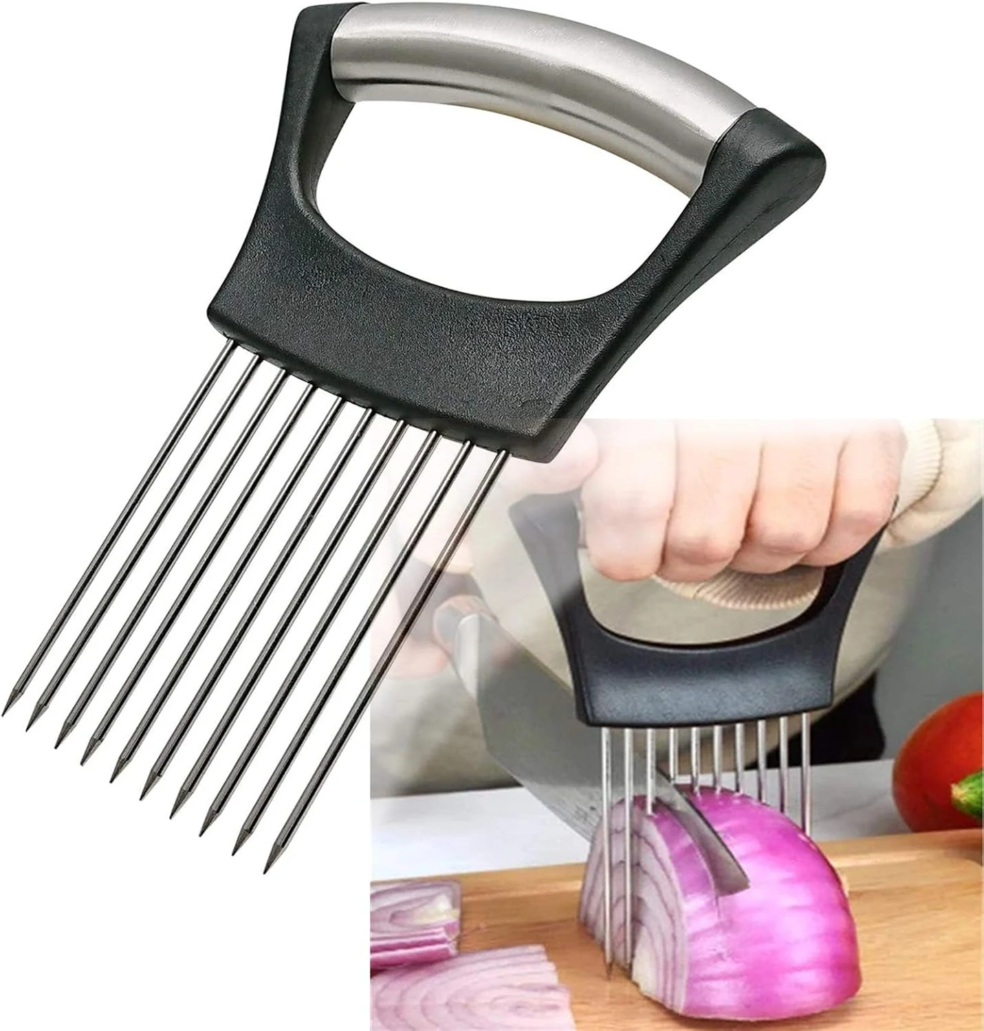 Stainless Steel Onion Holder for Slicing,Onion Slicer Holder,Onion Cutter for review