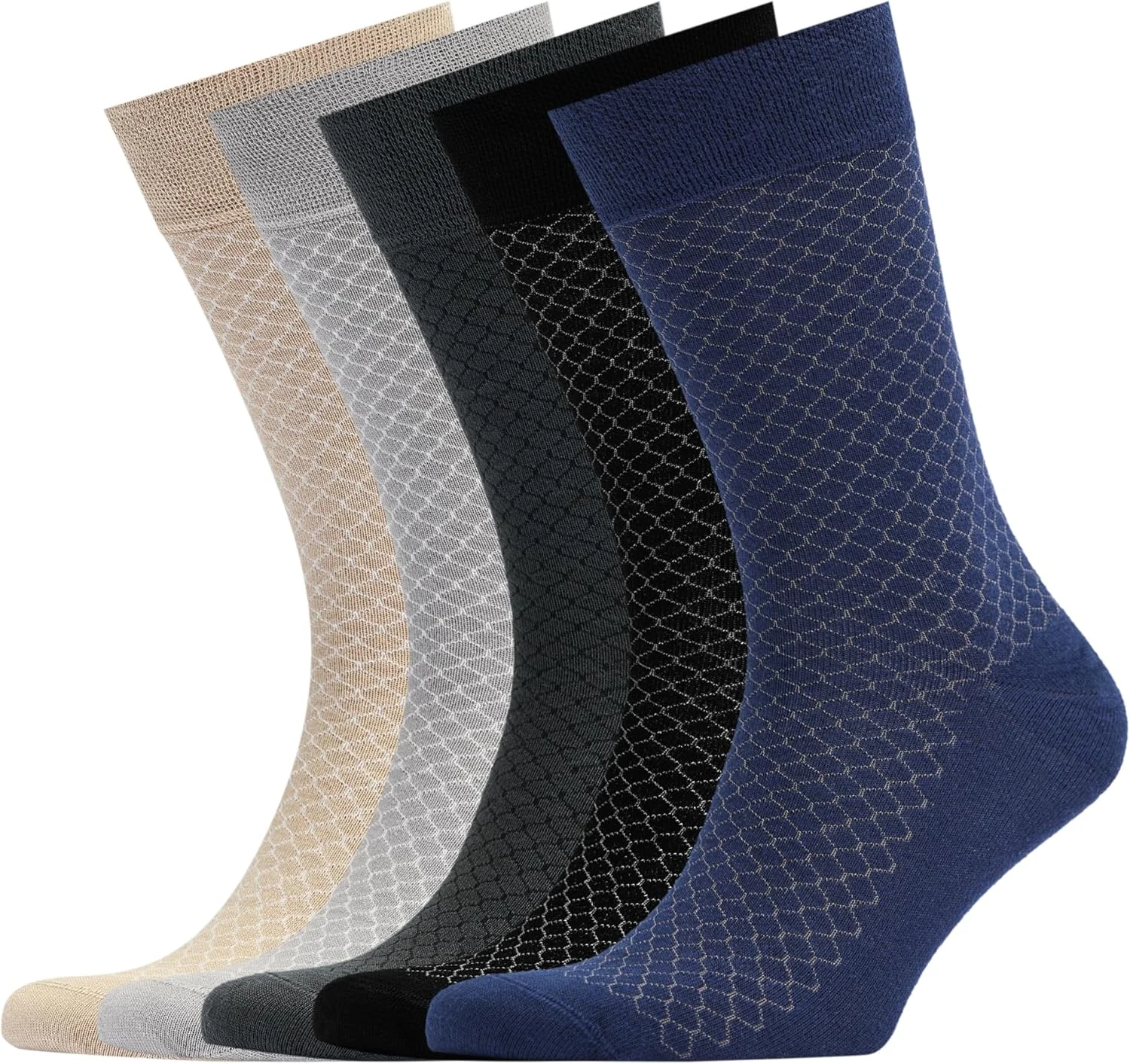 VRD Mens Dress Socks Bamboo Rayon 5-Pack Crew Socks Mid-Calf Length (Shoe Size 8-13) Gift Box