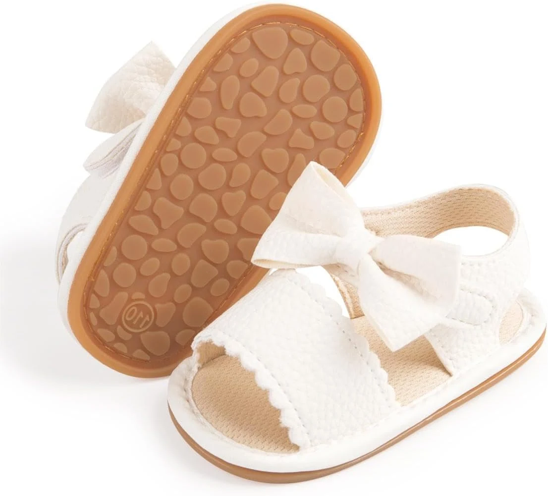 Babelvit Infant Baby Girl Boy Sandals Comfort Premium Summer Outdoor Casual Beach Shoes with Flower Bowknot Anti Slip Rubber Sole