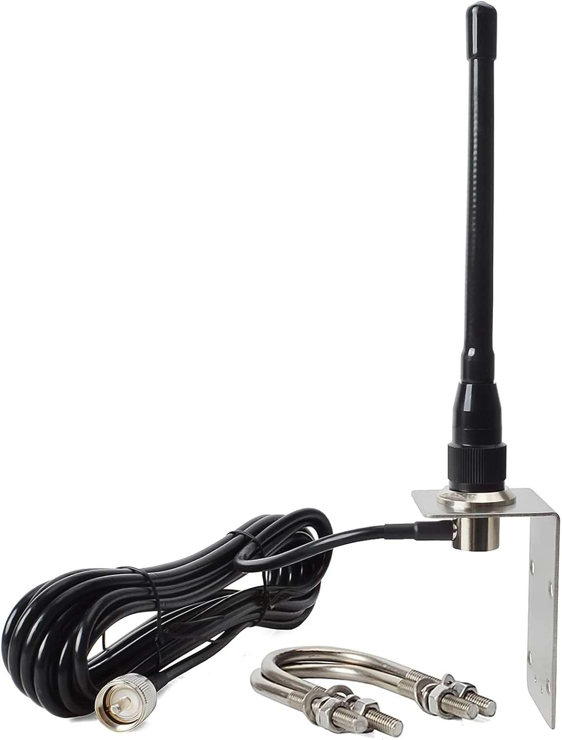 HYS VHF Marine Antenna Low-Profile 156-163MHz with 16.4ft(5m) RG58 Low Loss Premium Coaxial Cable with PL259