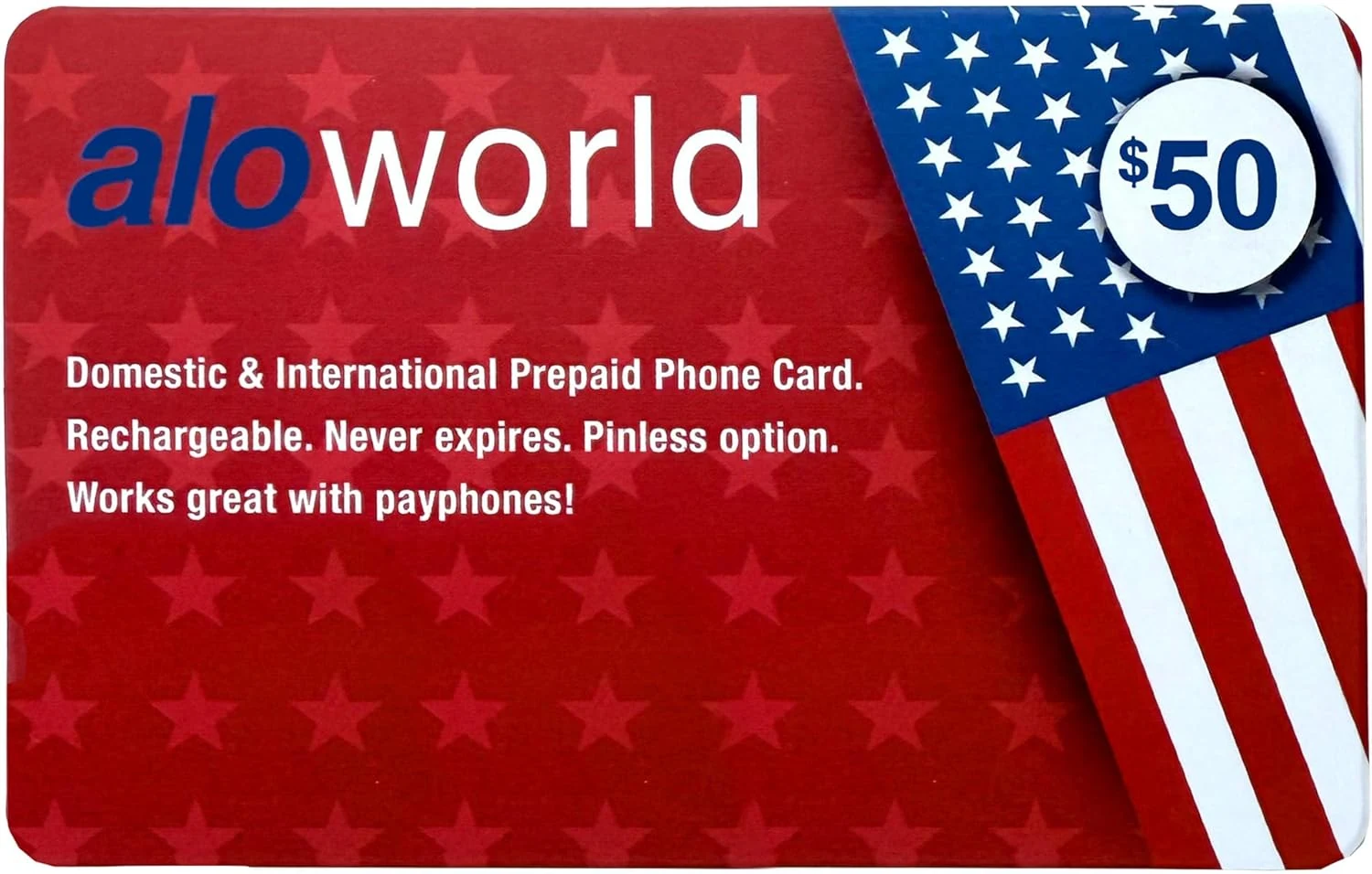 Phone Card for International & Domestic Calls, Prepaid Calling Card for Any Phones & Payphones ($50 USD)