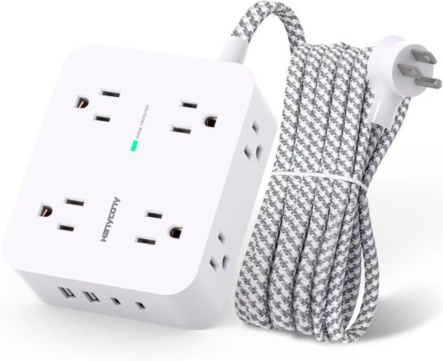 HANYCONY Surge Protector Power Strip (8 Outlets, 4 USB with 2 USB-C)