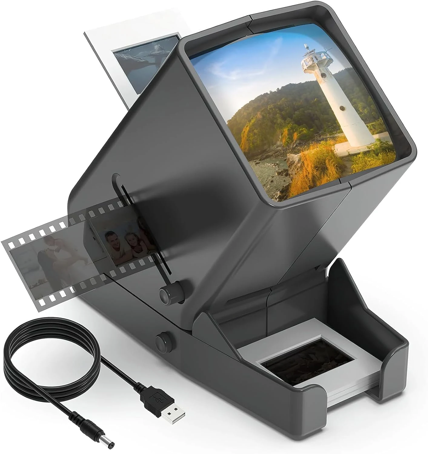 DIGITNOW 35mm Slide Viewer, 3X Magnification and Desk Top LED Lighted Illuminated Viewing and Battery Operation