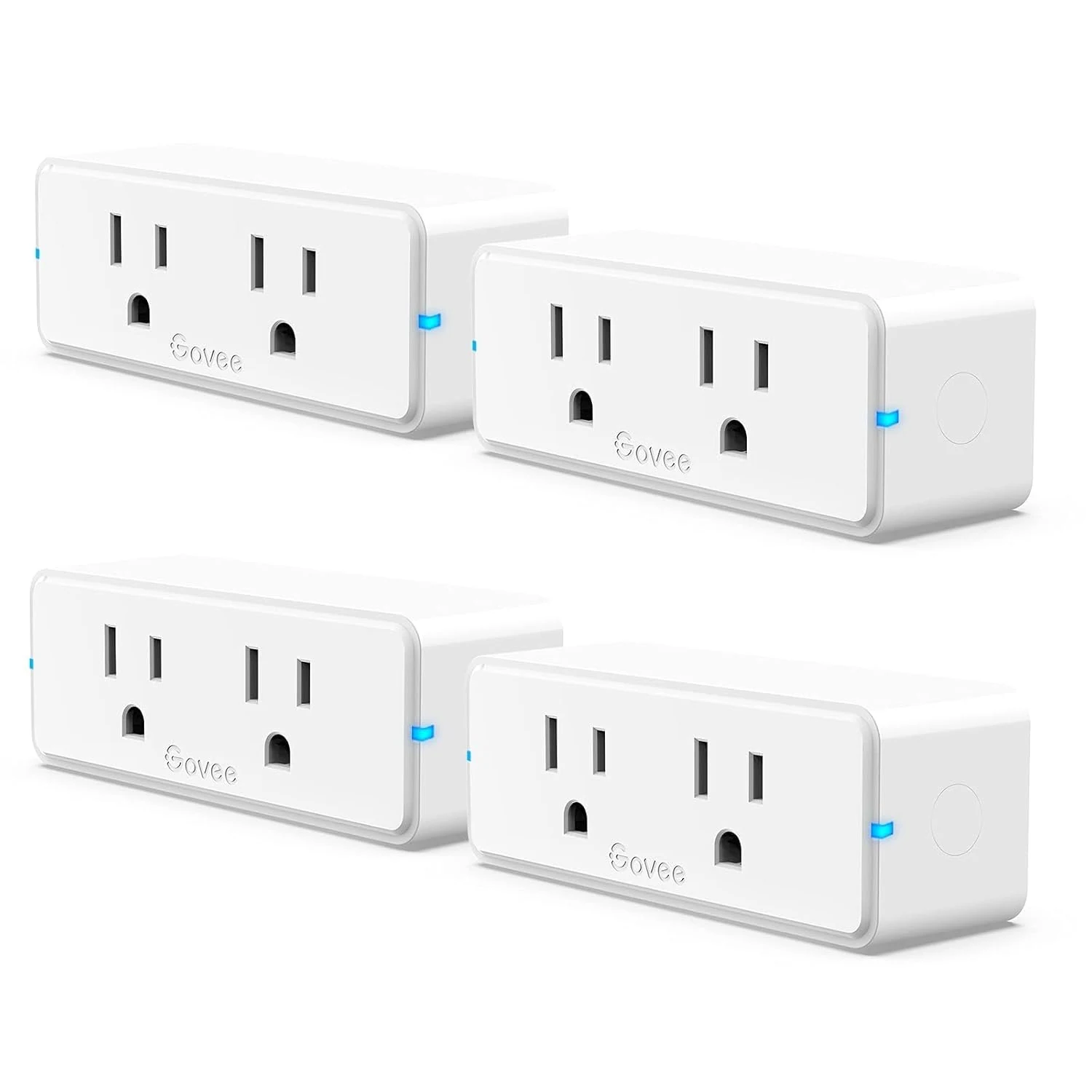Govee Dual Smart Plug 4 Pack, 15A WiFi Bluetooth Outlet, 2-in-1 Compact Design