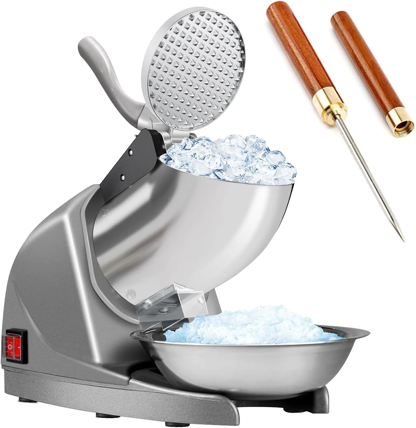 HORGELU Ice Crusher Ice Shaver 3 Blades with Ice Pick