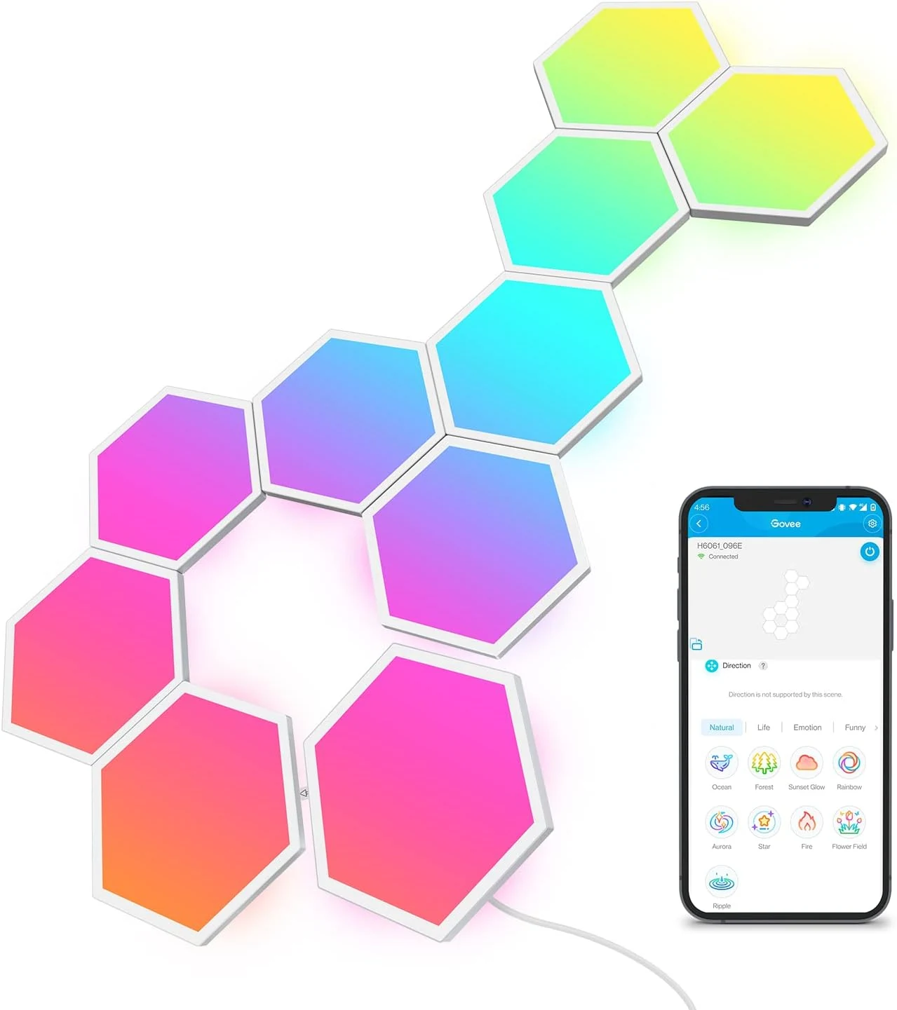 Govee Glide Hexa Light Panels, RGBIC Hexagon LED Wall Lights (10 Pack)