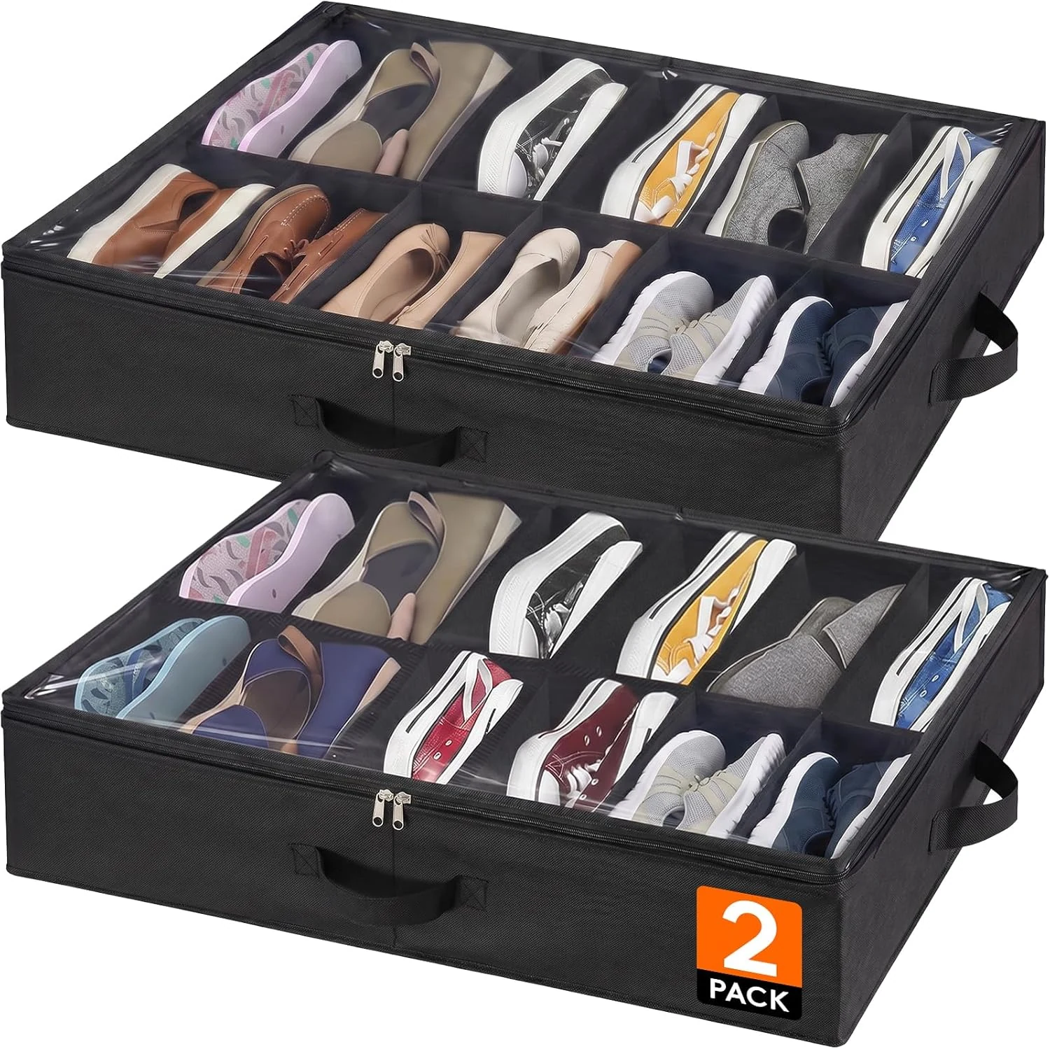 Lifewit Under Bed Shoe Storage Organizer 2 Pack (12 Shoes Cells)