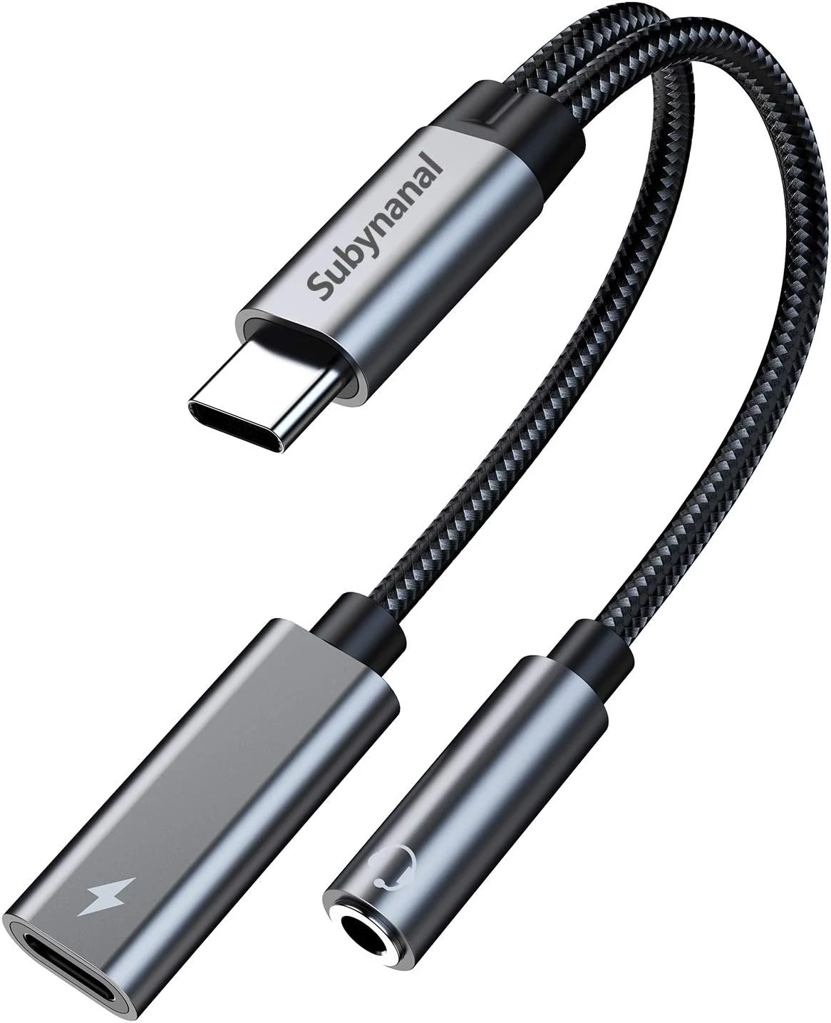 Subynanal USB c to 3.5mm Headphone and Charger Adapter,2 in-1 USB C PD 3.0 Charging Port to Aux Audio Jack and Fast Charging Dongle Cable Cord for iPhone 17 Iphone16, iPhone 15, Galaxy (Gray)