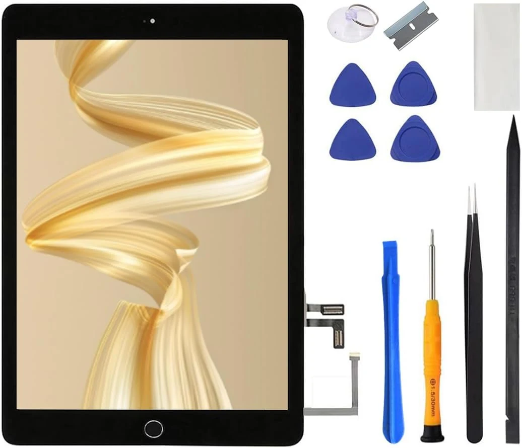 for iPad 5 5th Gen Screen Replacement A1822 A1823 2017 Digitizer 9.7 Inch, for iPad 5th Generation Touch Glass with Home Button, Repair Tool Kit (Black)