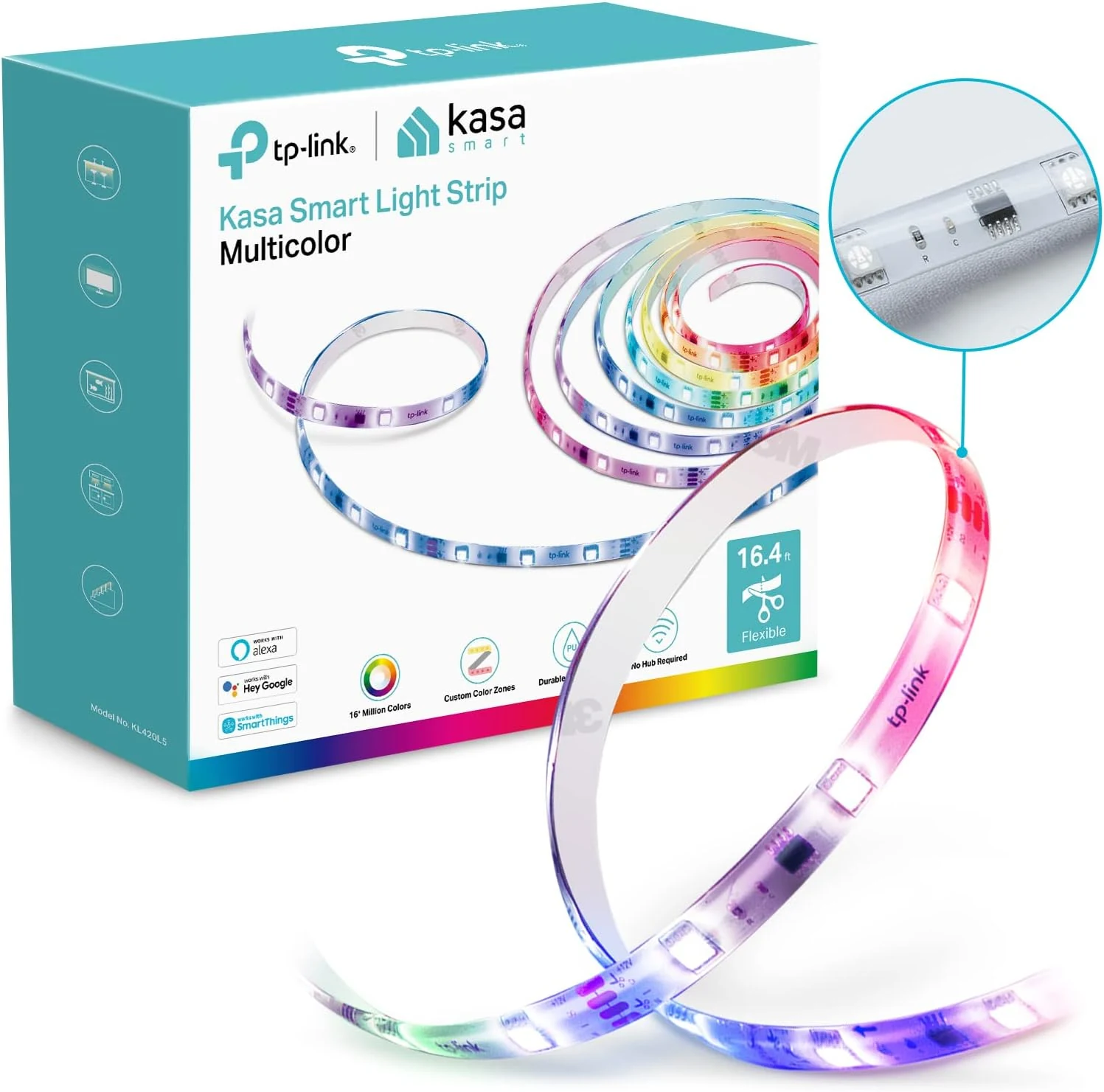 Kasa Smart LED Light Strip, 50 Color Zones RGBIC, 16.4ft