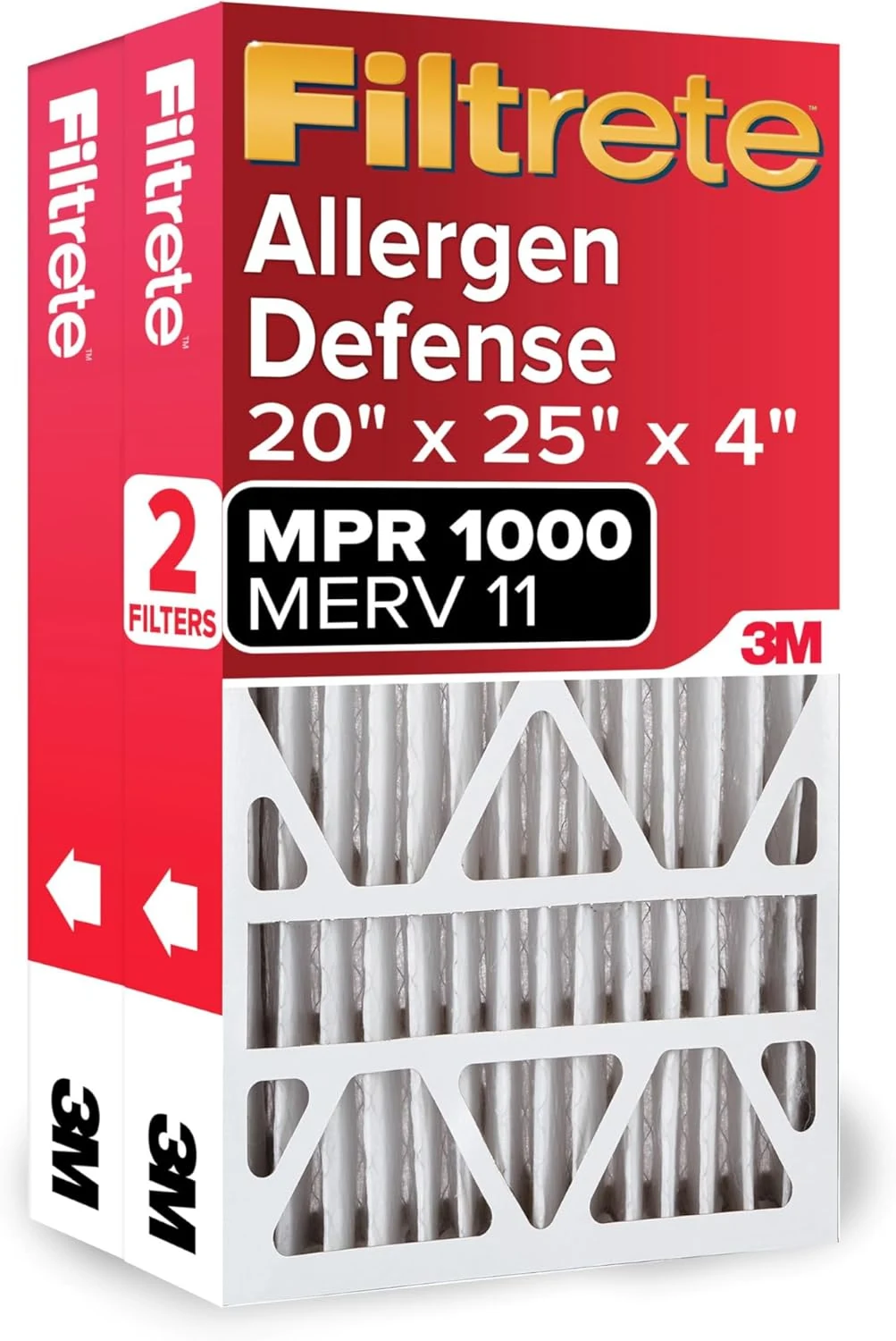 Filtrete 20x25x4 Air Filter MERV 11, MPR 1000 Micro Allergen Defense 2-Pack