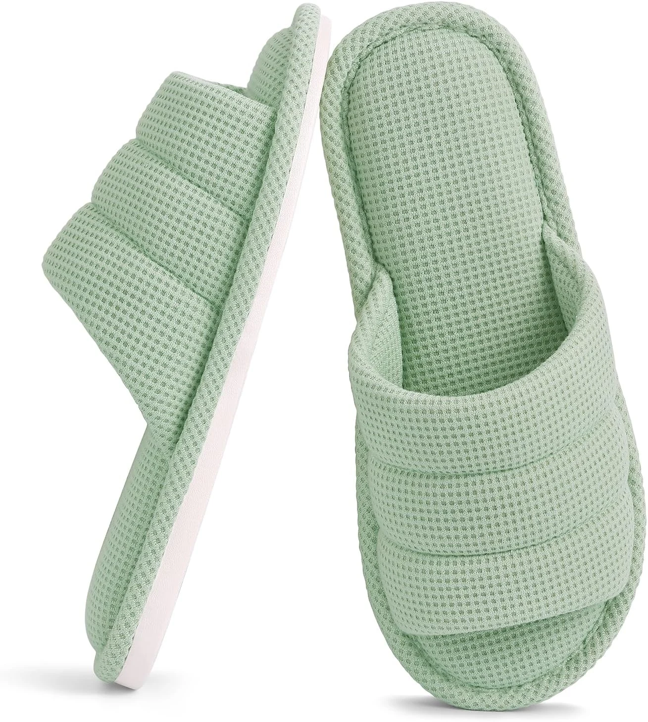 Shevalues Summer House Slippers for Women Men Breathable Waffle Indoor Slippers Slip-on Open Toe Home Shoes