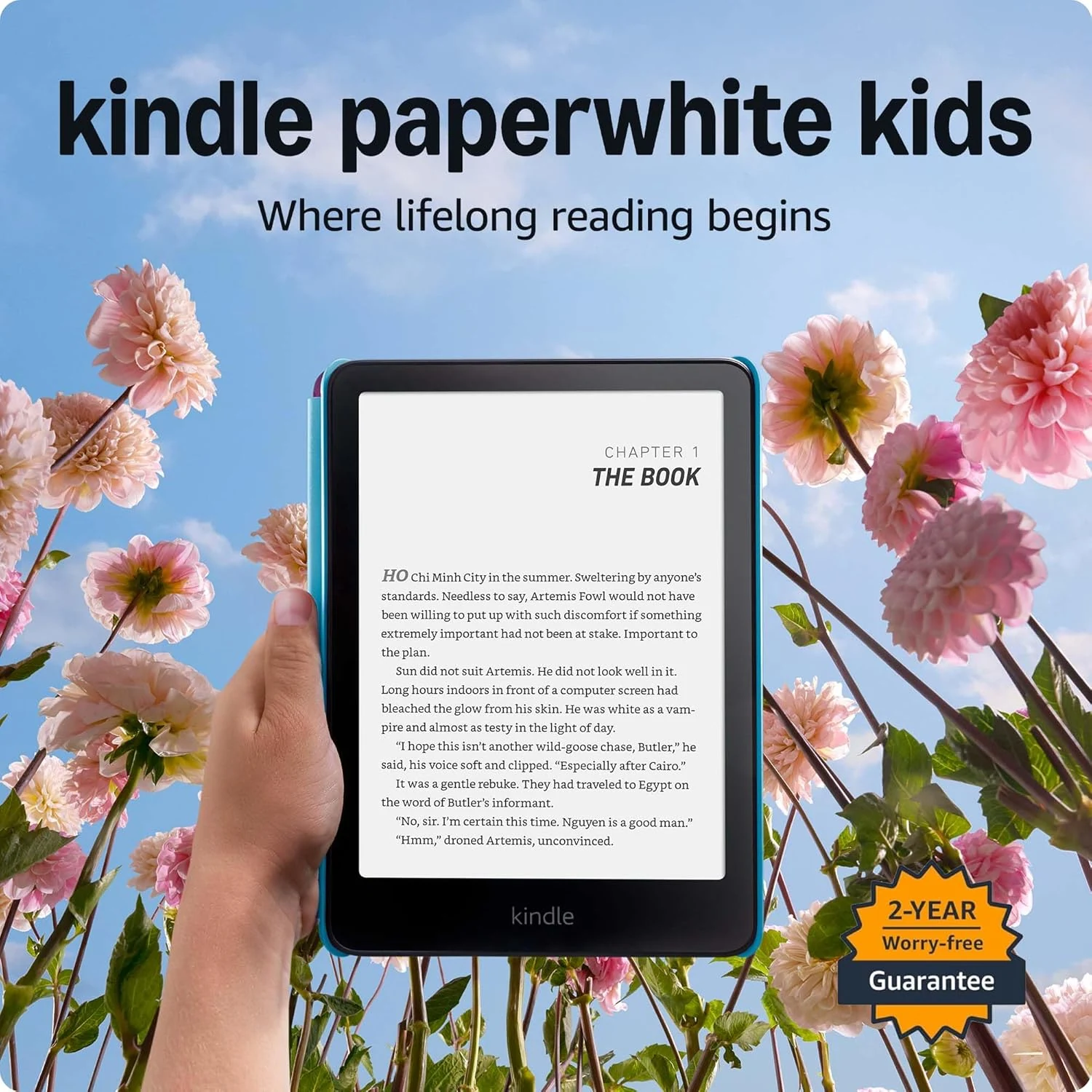 Amazon Kindle Paperwhite Kids 16GB (newest model) – larger 7" glare-free display