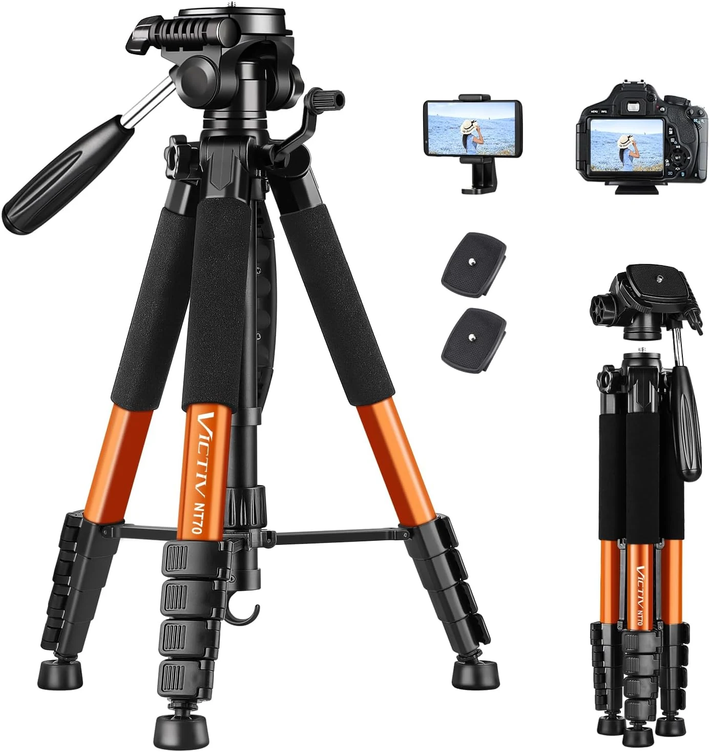 Victiv Tripod 74-Camera-Tripod for Cell Phone, Aluminum Professional Heavy Duty