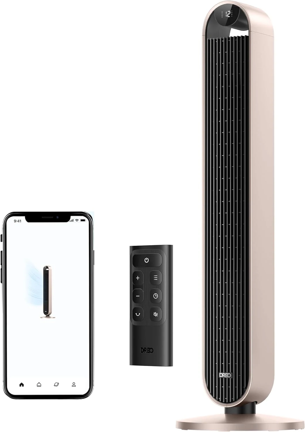 DREO Smart Tower Fan Voice Control, 120° Oscillating Fan Works with Alexa/Google/App/Remote