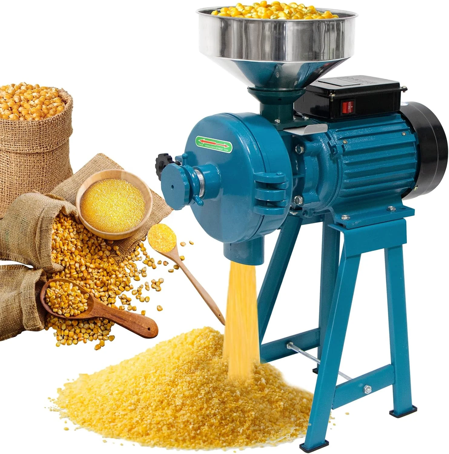 Slsy Heavy Duty Electric Wet & Dry Grain Mill Grinder, 3000W High Power Milling Machine, 110V