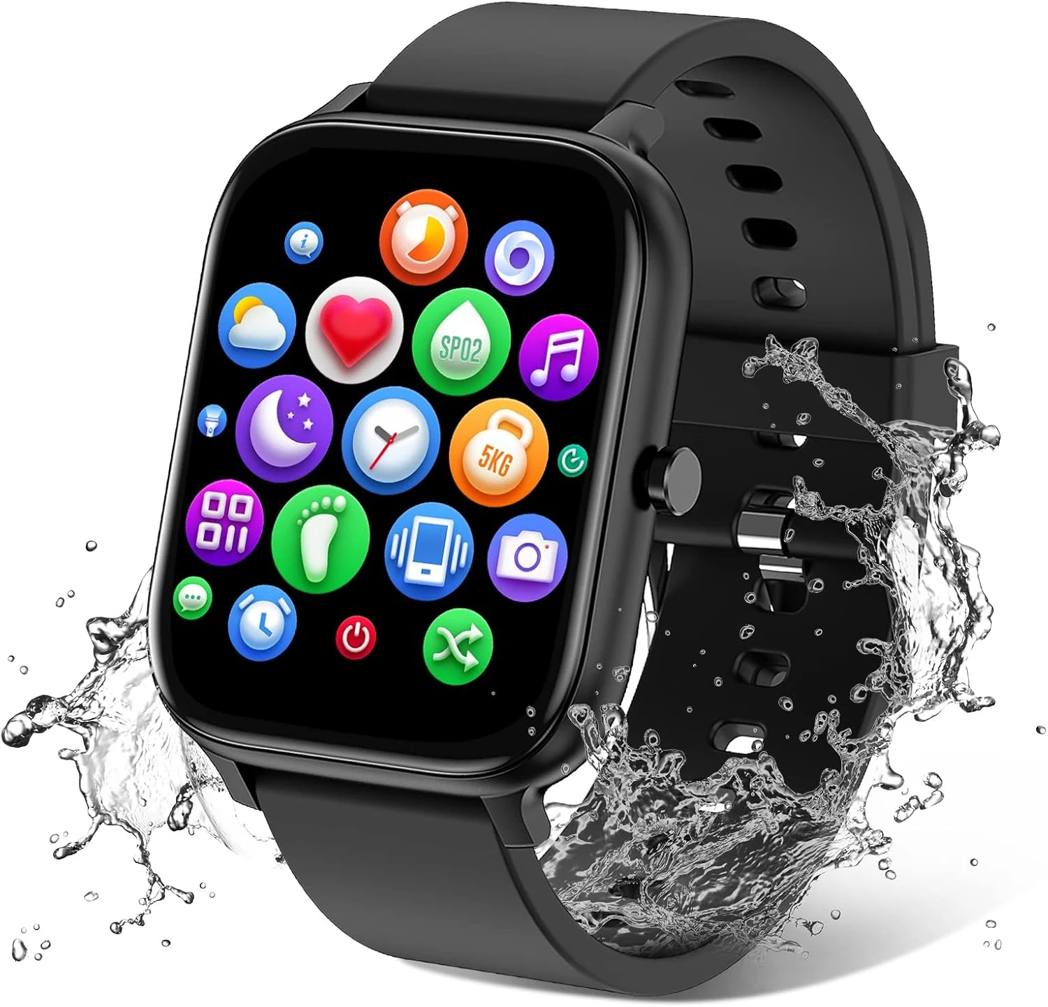 TORJALPH Smart Watch for Men Women Compatible with iPhone Samsung Android Phone (Black)