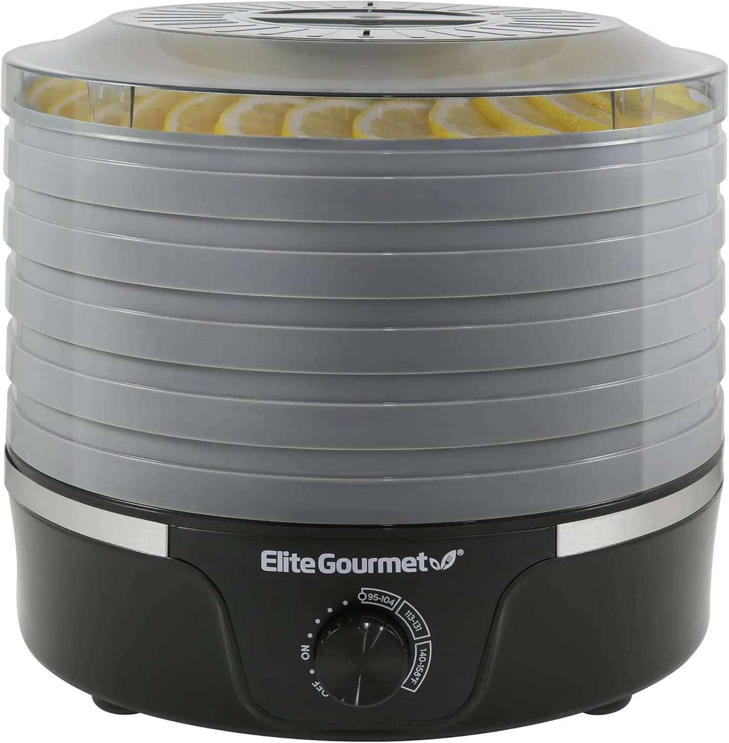 Elite Gourmet EFD319DKG Food Dehydrator, 5 BPA-Free 11.4" Trays Adjustable Temperature Controls, Jerky, Herbs, Fruit, Veggies, Dried Snacks, Black and Grey