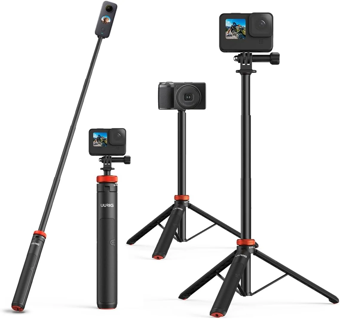 UURig Telescopic Selfie Stick Long with Tripod, Waterproof Hand Grip