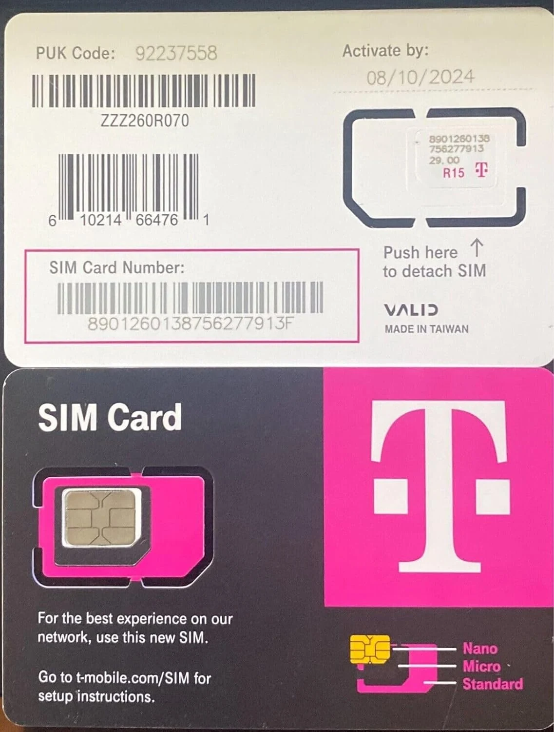 T-Mobile SIM Card R15 5G 4G LTE TMobile Triple Cut Ultimate TMO Starter Pack (with SIMBROS Simkey)