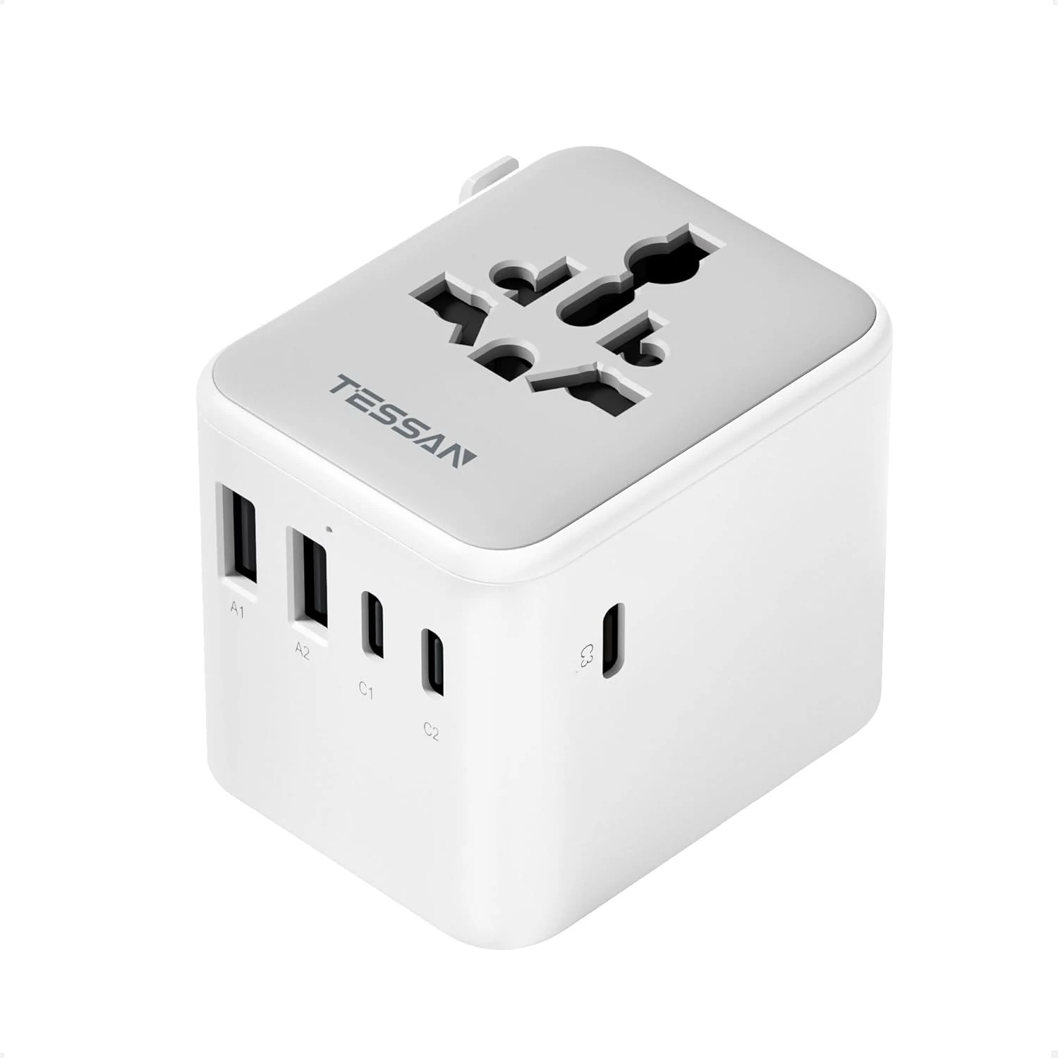 TESSAN Universal Travel Adapter 28W, International Power Adapter with 3 USB C 2 USB A Charging Ports (Type C G A I)