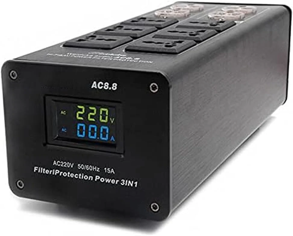 3000W 15A 100-240V AC8.8 Advanced Audio Power Purifier Filter AC Power Socket Video Noise Eliminator/Line Conditioner/Whole Entertainment System Protection