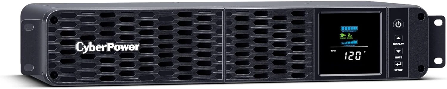 CyberPower CP1500PFCRM2U PFC Sinewave UPS Battery Backup and Surge Protector, 1500VA/1000W, 8 Outlets, AVR, Short Depth 2U Rackmount