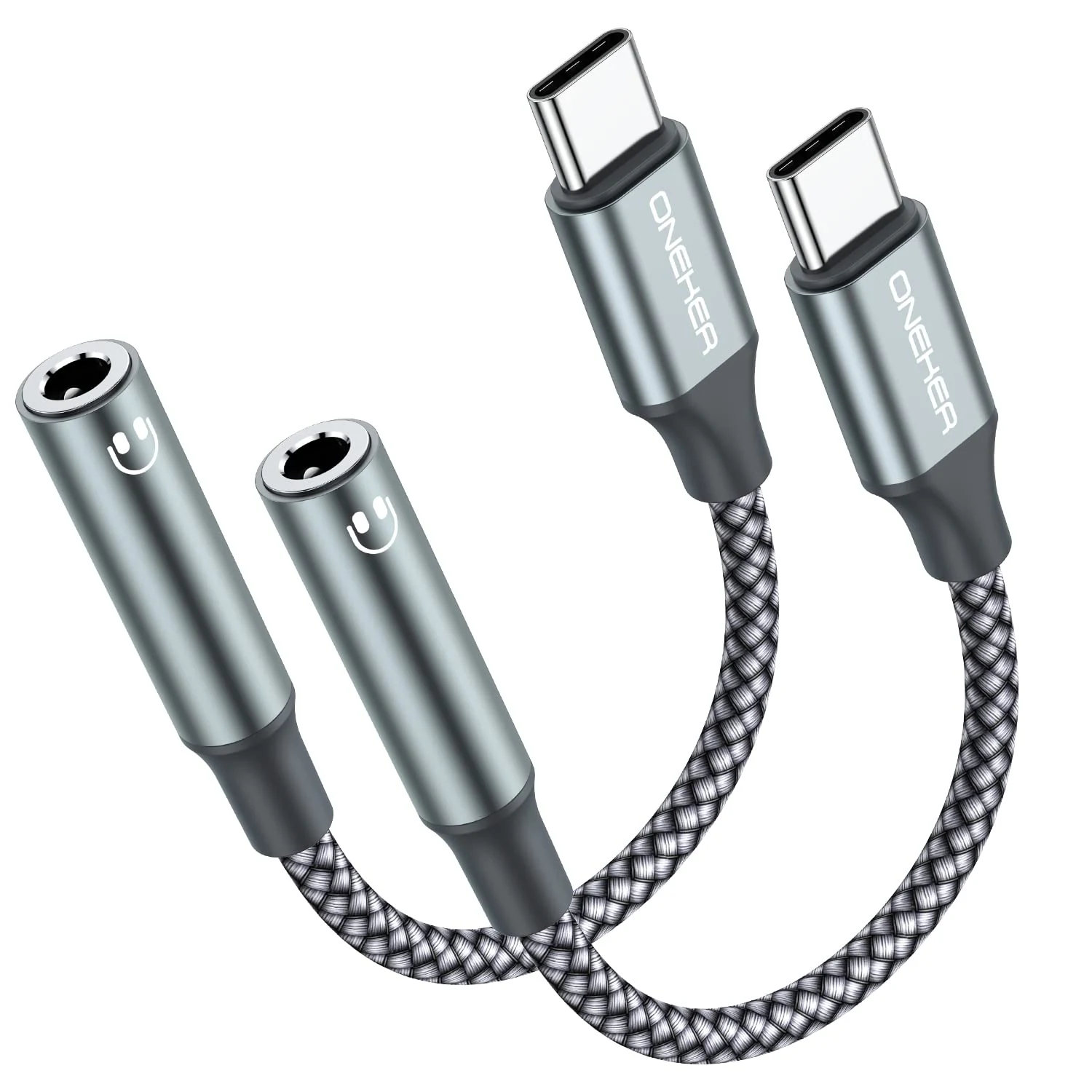 OneKer USB Type C to 3.5mm Headphone Jack Adapter, (2-Pack)