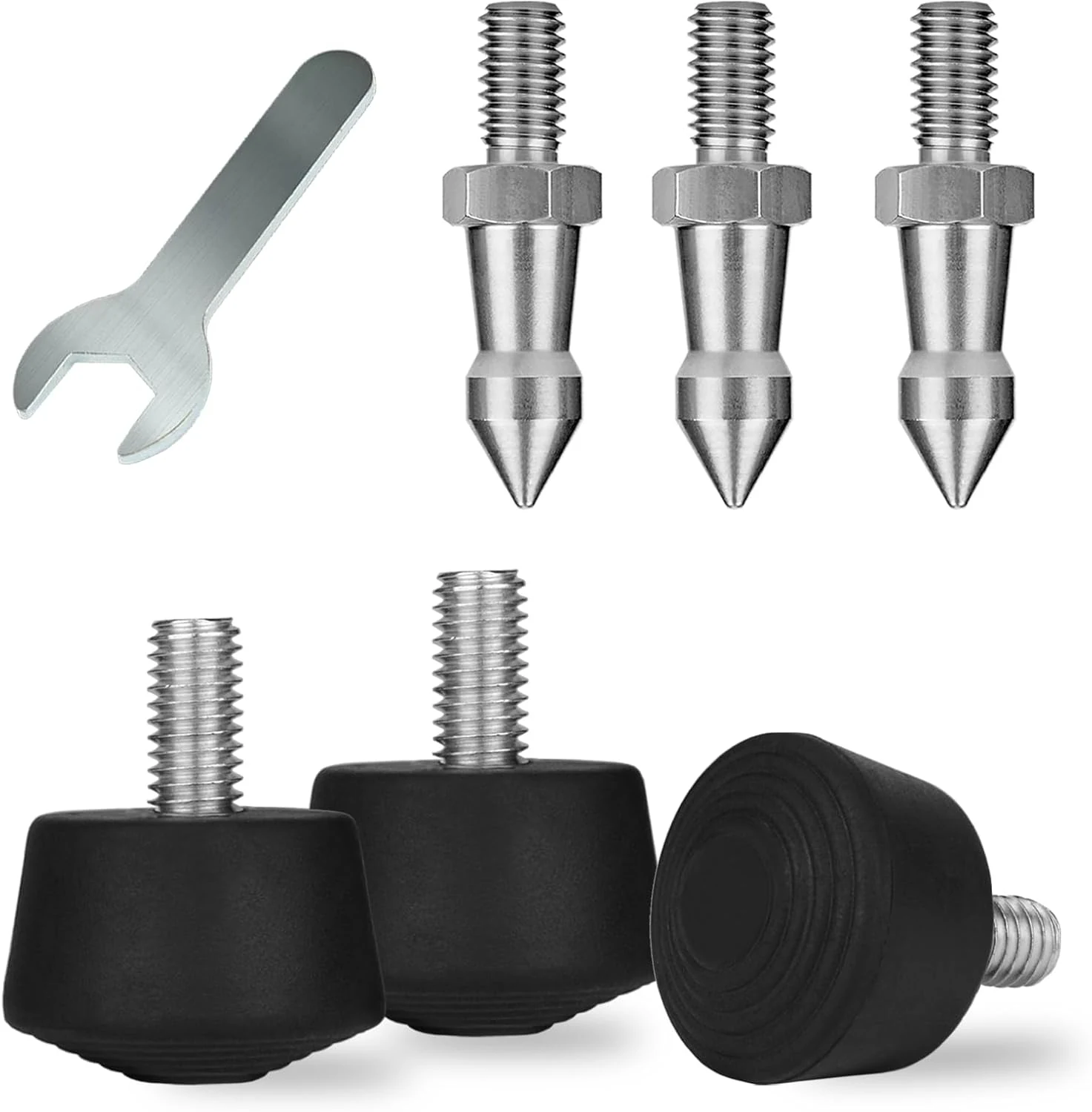6 Pcs Tripod Spike Feet 1/4-20 Thread Rubber Feet Universal Anti-Slip & Stainless Steel Spike Tripod Feet Replacement Parts
