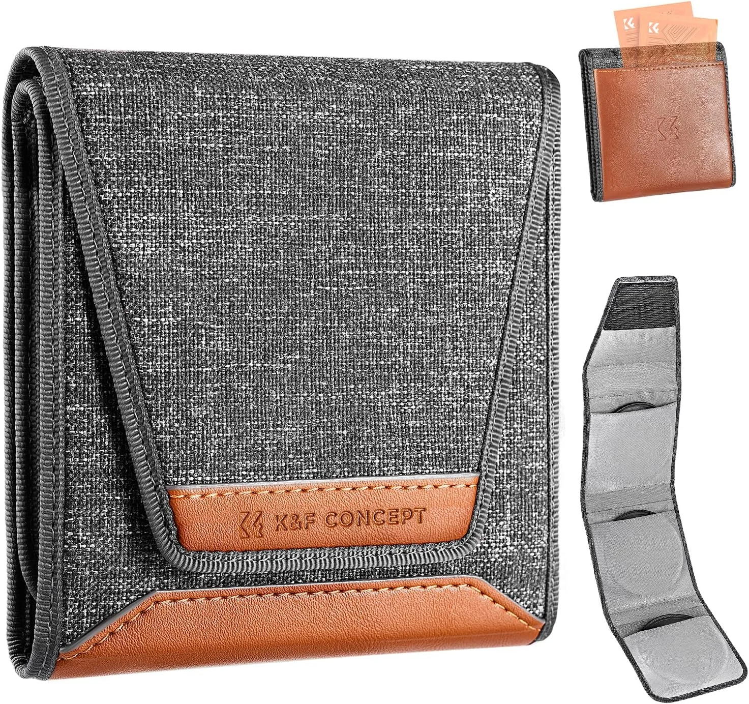 K&F CONCEPT Lens Filter Pouch, Lens Filter Case 3 Pocket