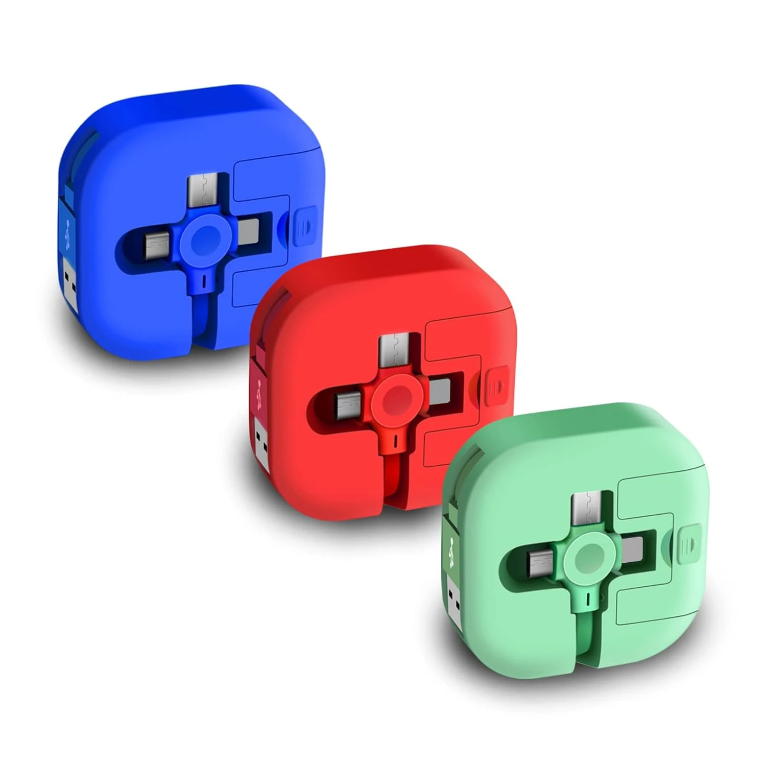 Gartmost 3 Pack Three in One Charging Cable Cord. 3 in 1 Charging Cable Retractable (Blue+Red+Green)