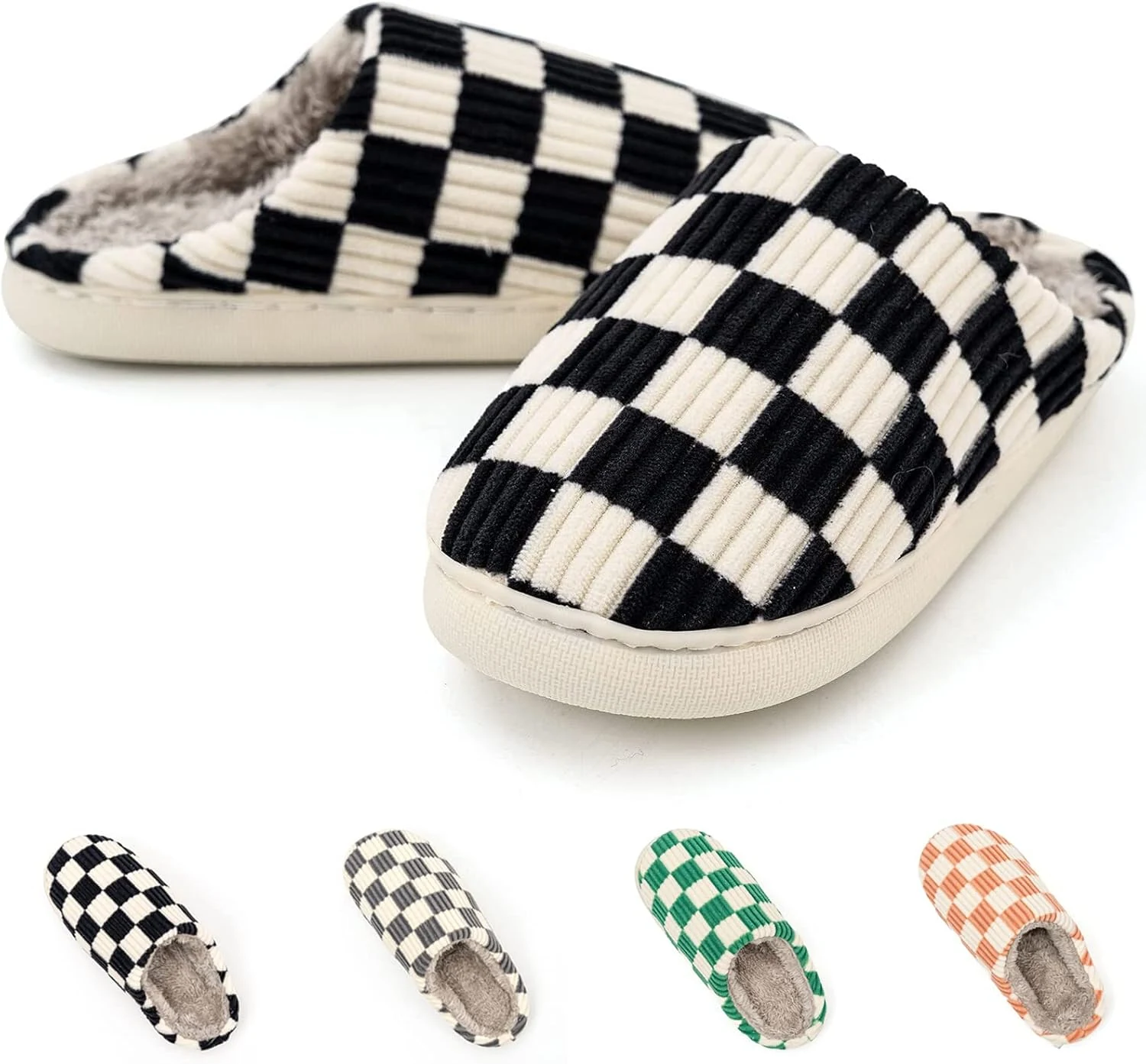 Guyarns House Slippers for Women & Men - Fuzzy, Casual Indoor/Outdoor Shoes with Memory Foam & Faux Fur Lining