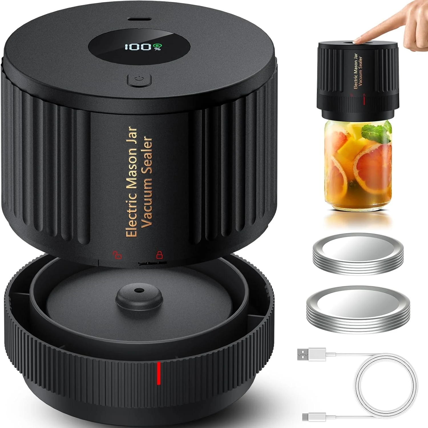 LOVE MOMENT Electric Mason Jar Vacuum Sealer Kit for Wide Mouth and Regular Mouth