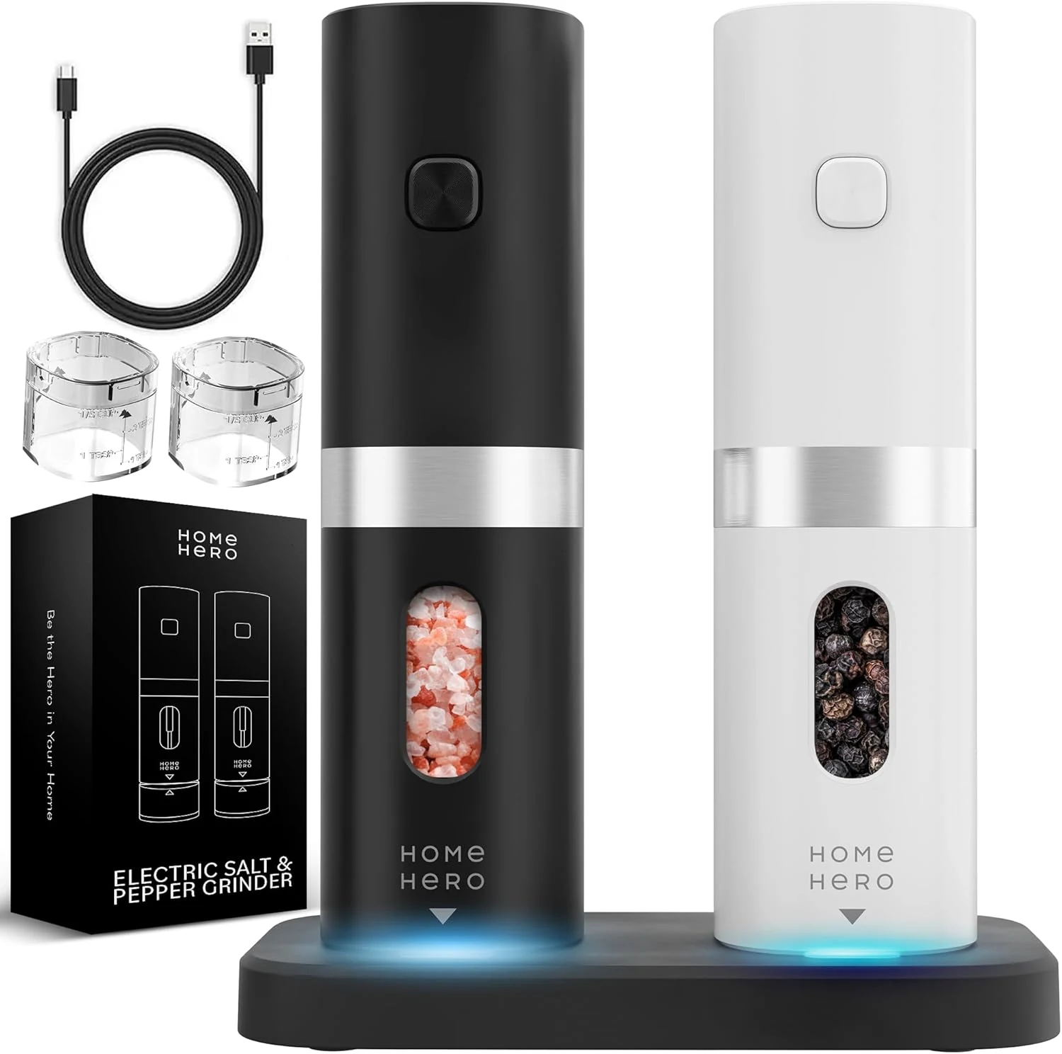 Home Hero Electric Salt and Pepper Grinder Set