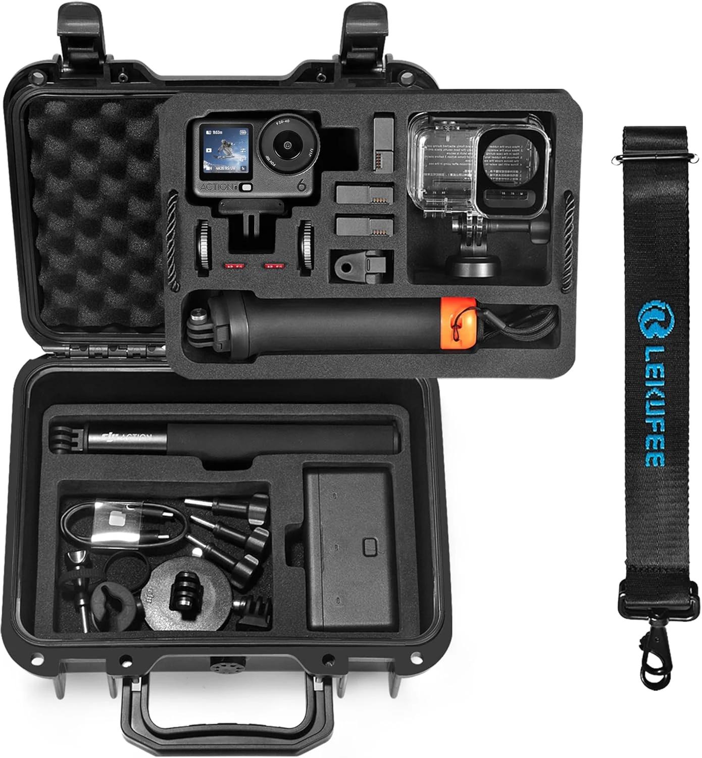 Lekufee Portable Waterproof Hard Case for DJI Osmo Action 6/5 Pro/4/3 Action Camera