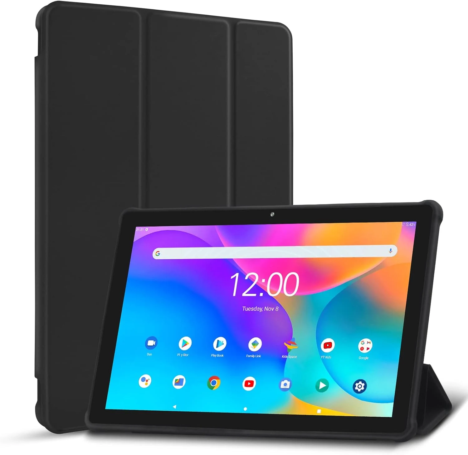 PRITOM 2026 Android 15 Tablet 10 inch, 64GB, 1TB Expandable, 1280 * 800 HD IPS Display, Quad-Core Processor, 6000mAh, Bluetooth, with Black Case (Black)
