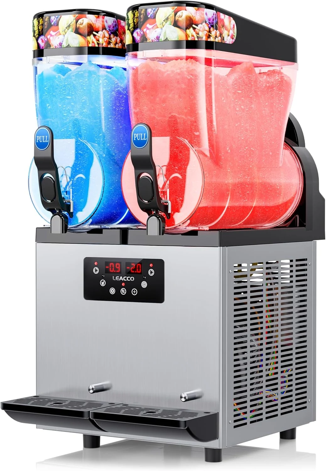 Leacco Commercial Slushie Machine, Frozen Drink Margarita Machine Smoothie Slushy Maker Stainless Steel 110V