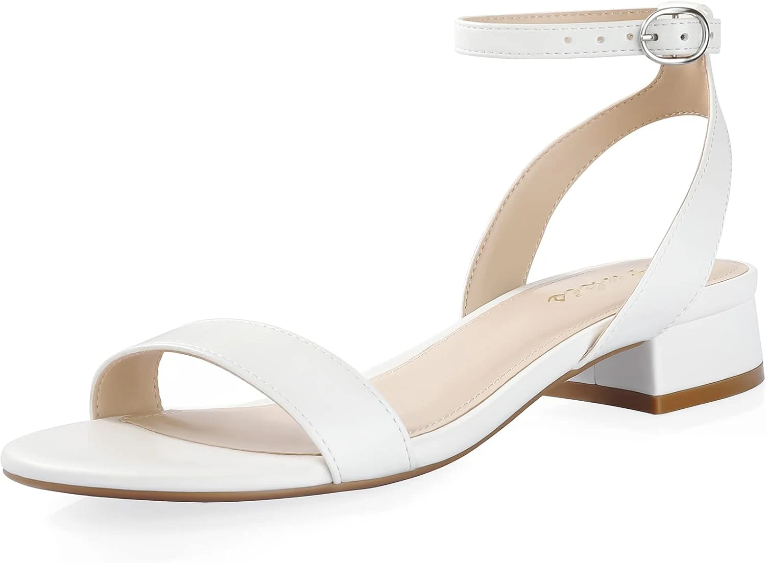Ankis Black Nude White Gold Women Sandals Comfortable Walking Strappy Open Toe Sandals for Women Dressy Summer 1 Inch Low Block Heel Flat Adjustable Ankle Strap Shoes