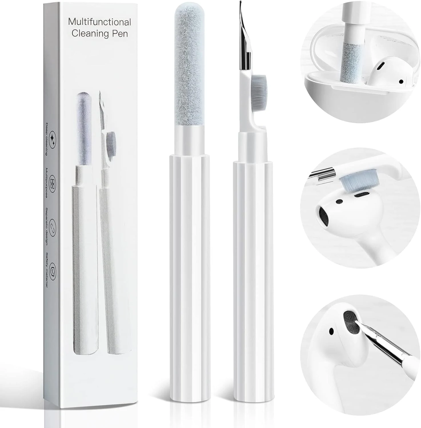 Earbuds Cleaning Kit Earphone Cleaner Multi-Function Cleaning Pen with Soft Brush Flocking Sponge Dust Removal Tool for Bluetooth Ear Buds iPhone Charging Port Speaker Electronics