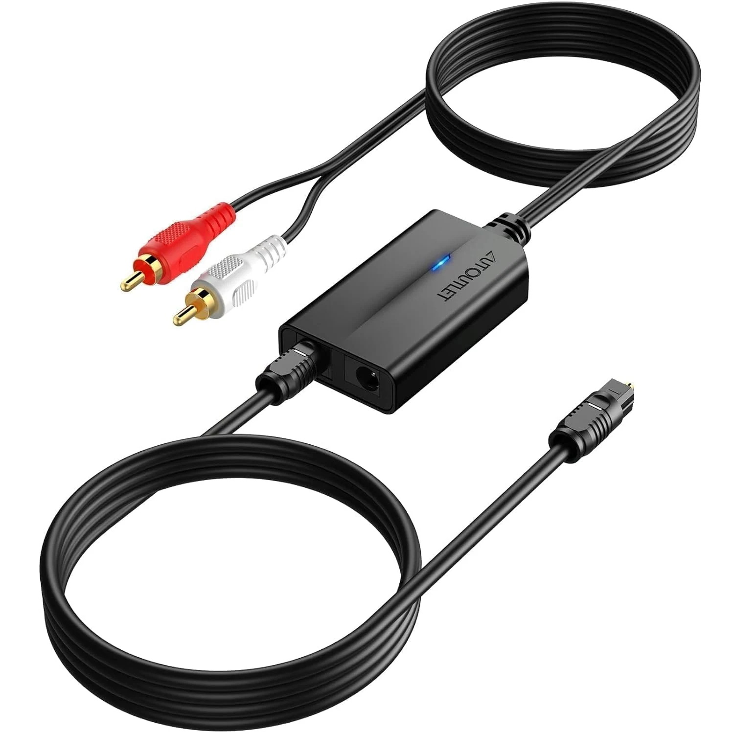 AUTOUTLET 192kHz DAC Digital to Analog Audio Converter 7ft/2.1m (Optical to RCA)
