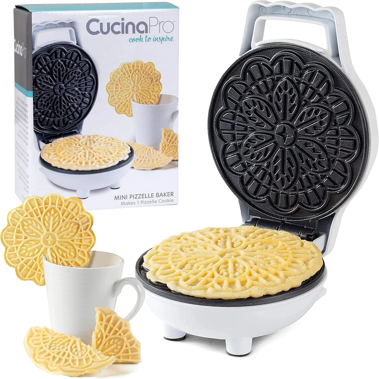 CucinaPro Mini Electric Pizzelle Maker (1 x 4-inch mini press)