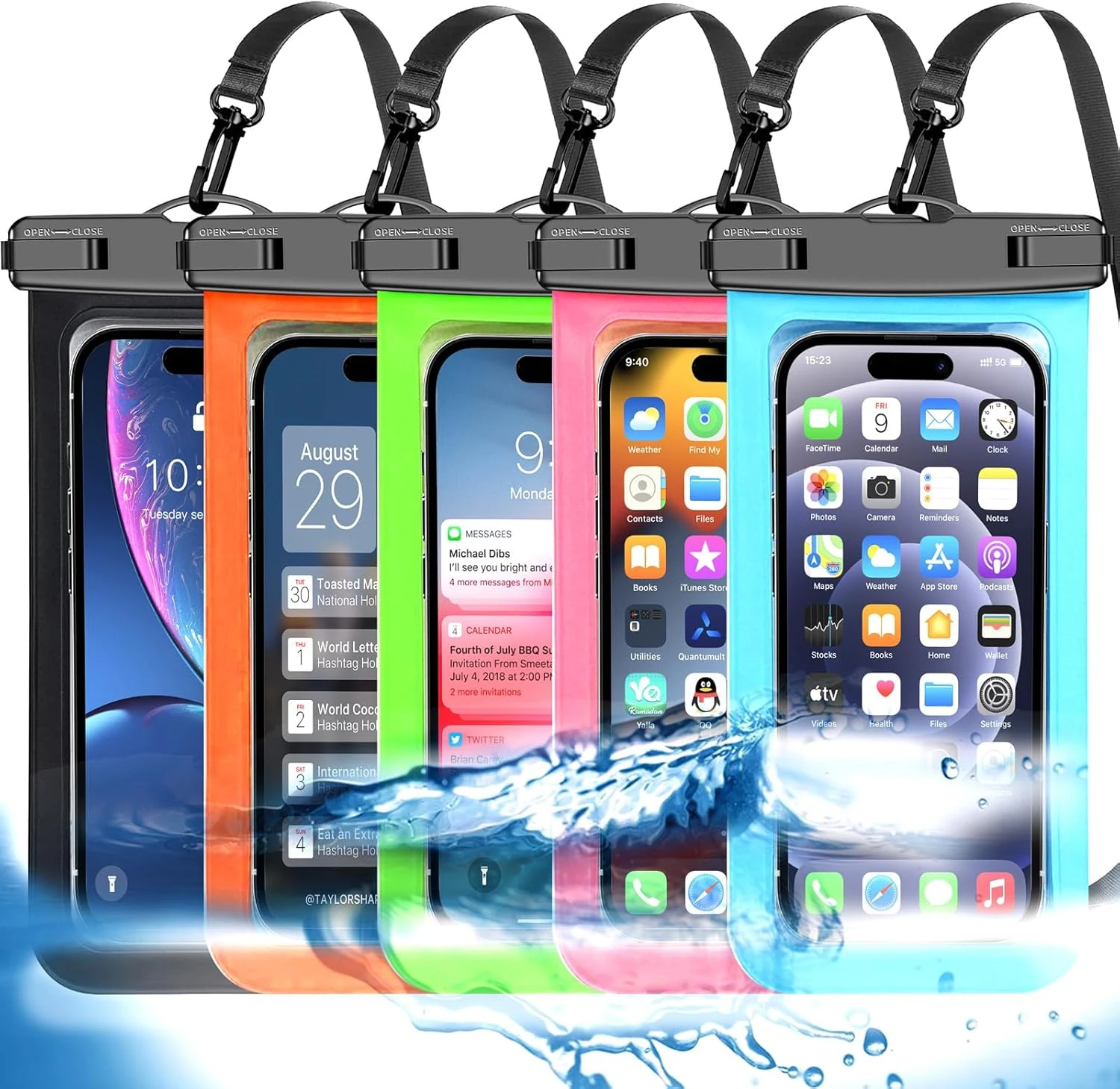 Famoby 5 Pack Multicolor Waterproof Phone Pouch, Cell Phone Case