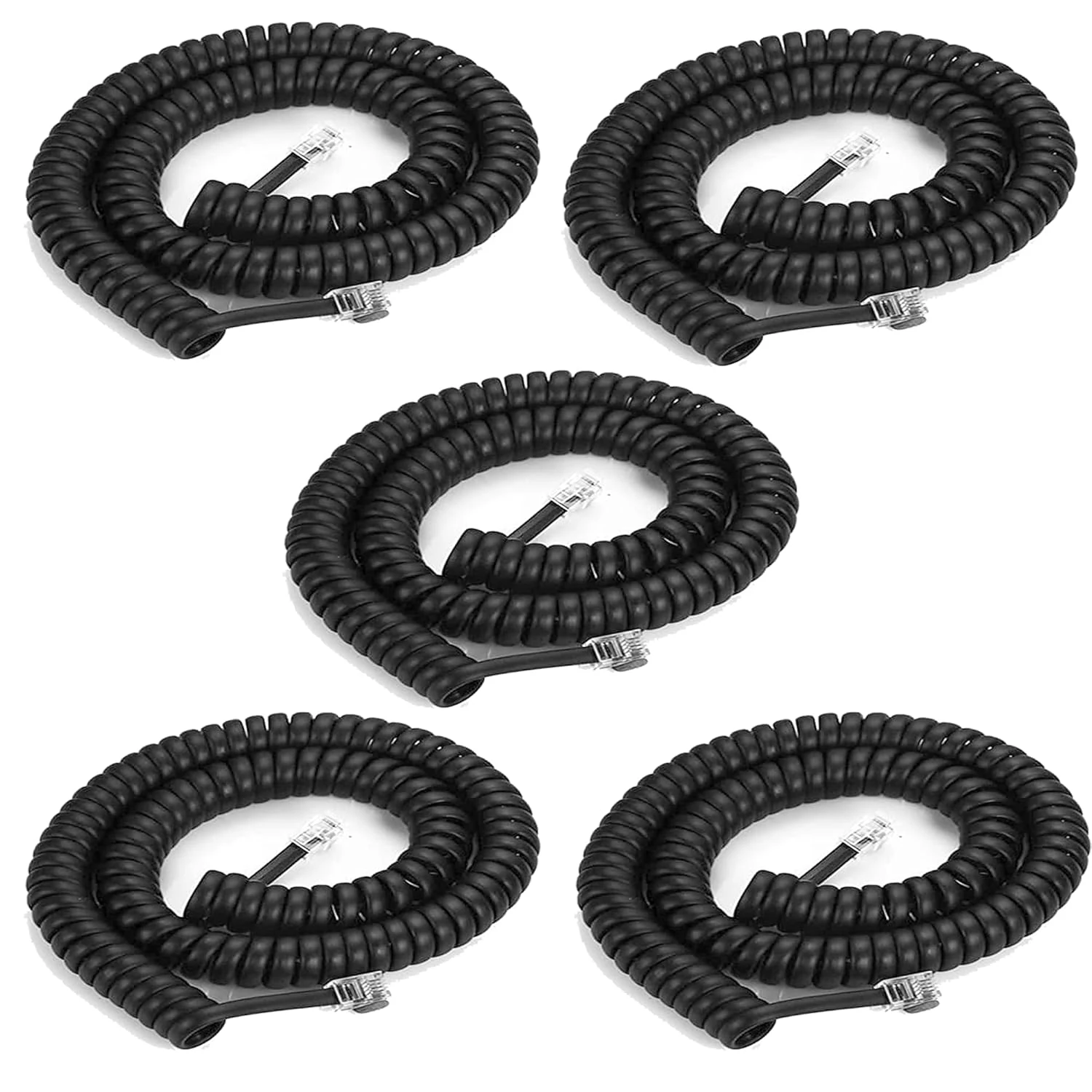 LanSenSu 5 Pack Phone Cord Landline (8ft Uncoiled / 1.4ft Coiled) RJ9 4P4C