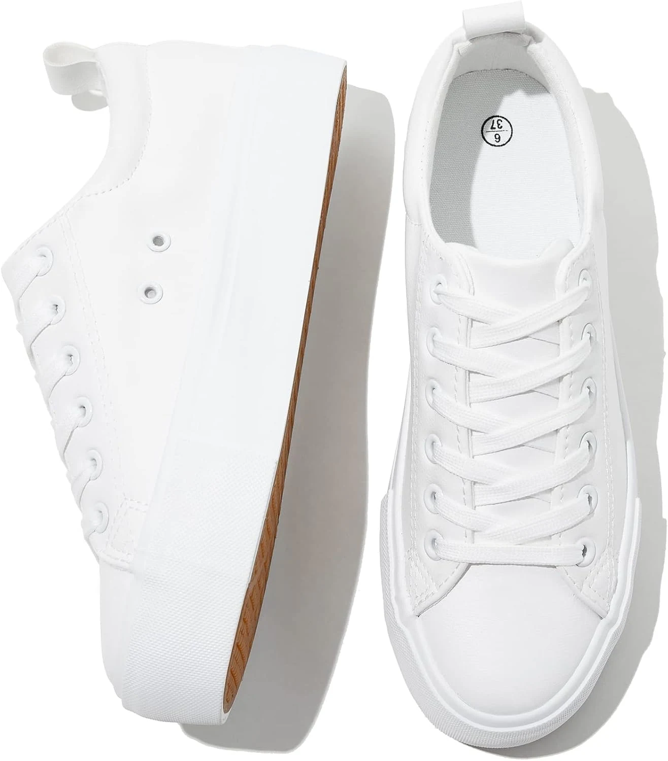 SERNIAL Womens White Platform Sneakers PU Leather Platform Shoes Walking review