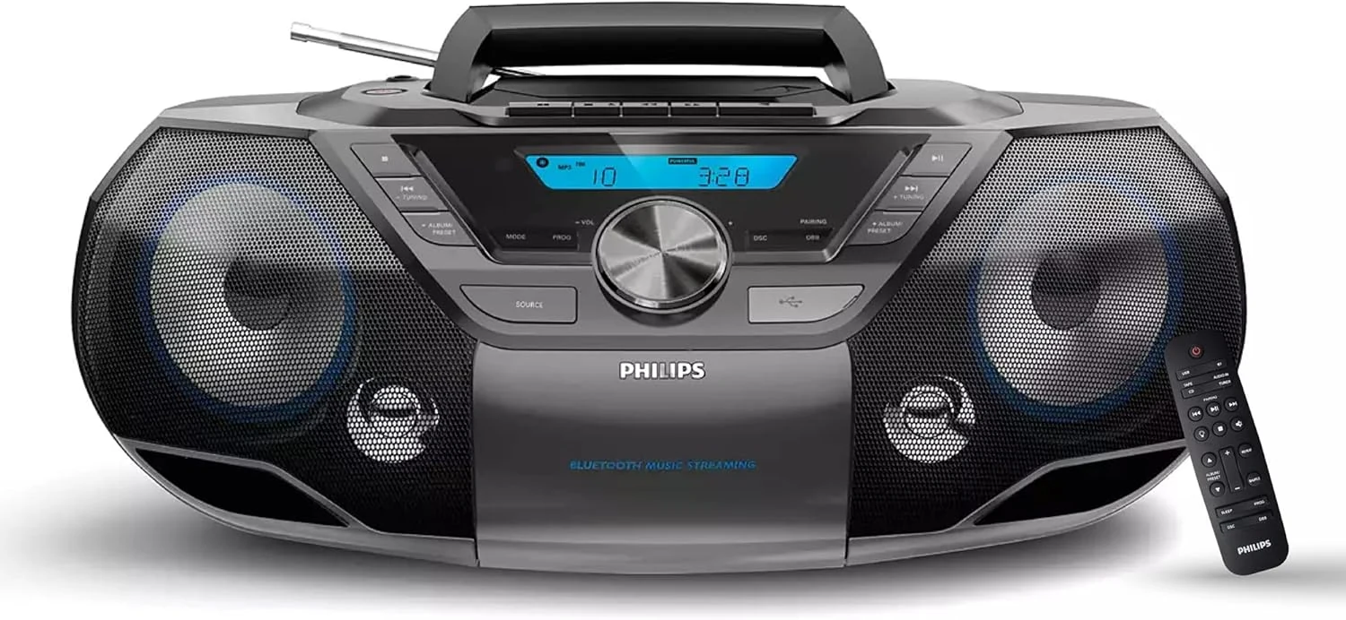 Philips Portable CD Player Boombox Bluetooth with Cassette Player All