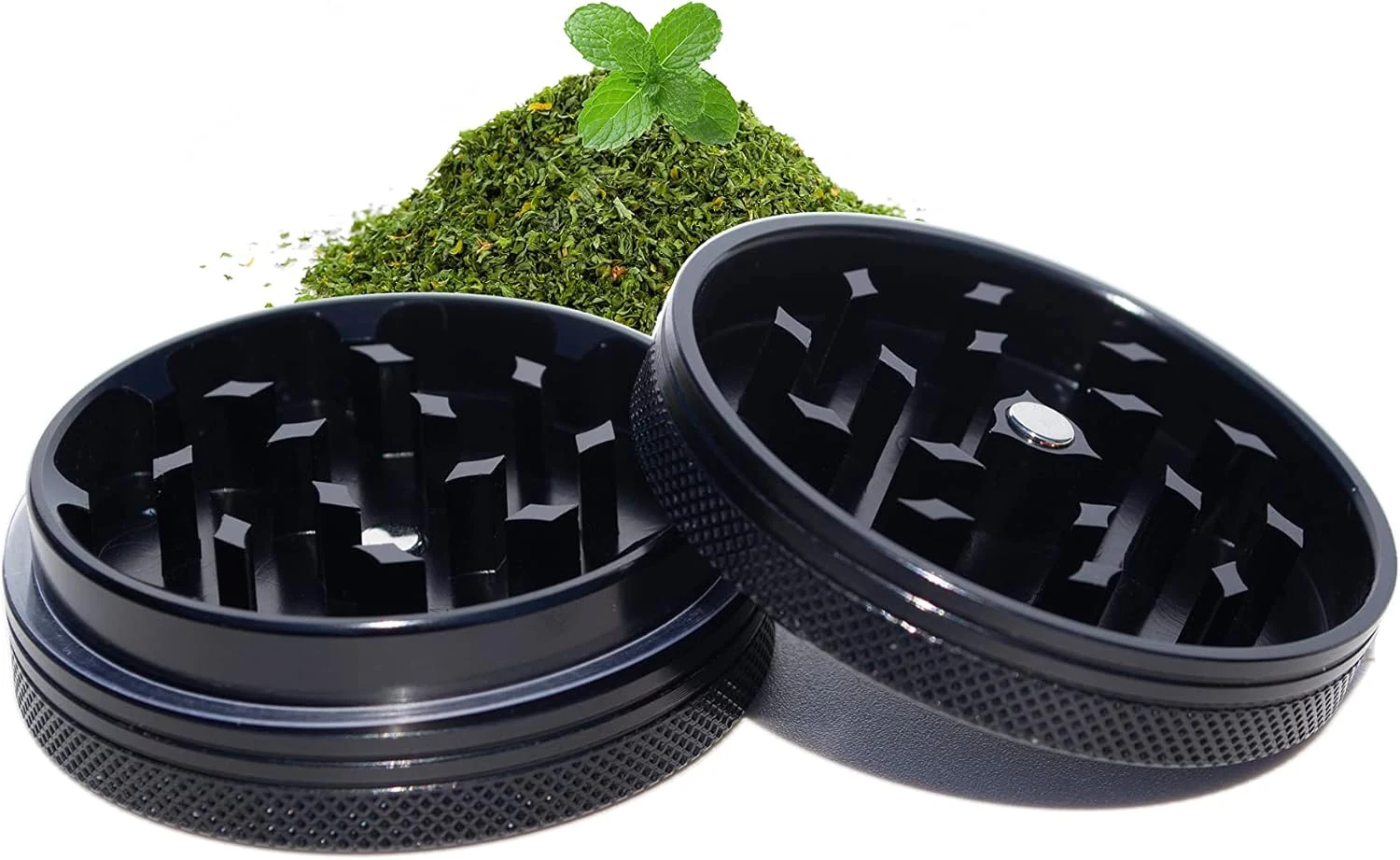 Small Thin Herb Chrome Crusher Grinder 2 inch (Black Color) (THETIS KITCHEN)