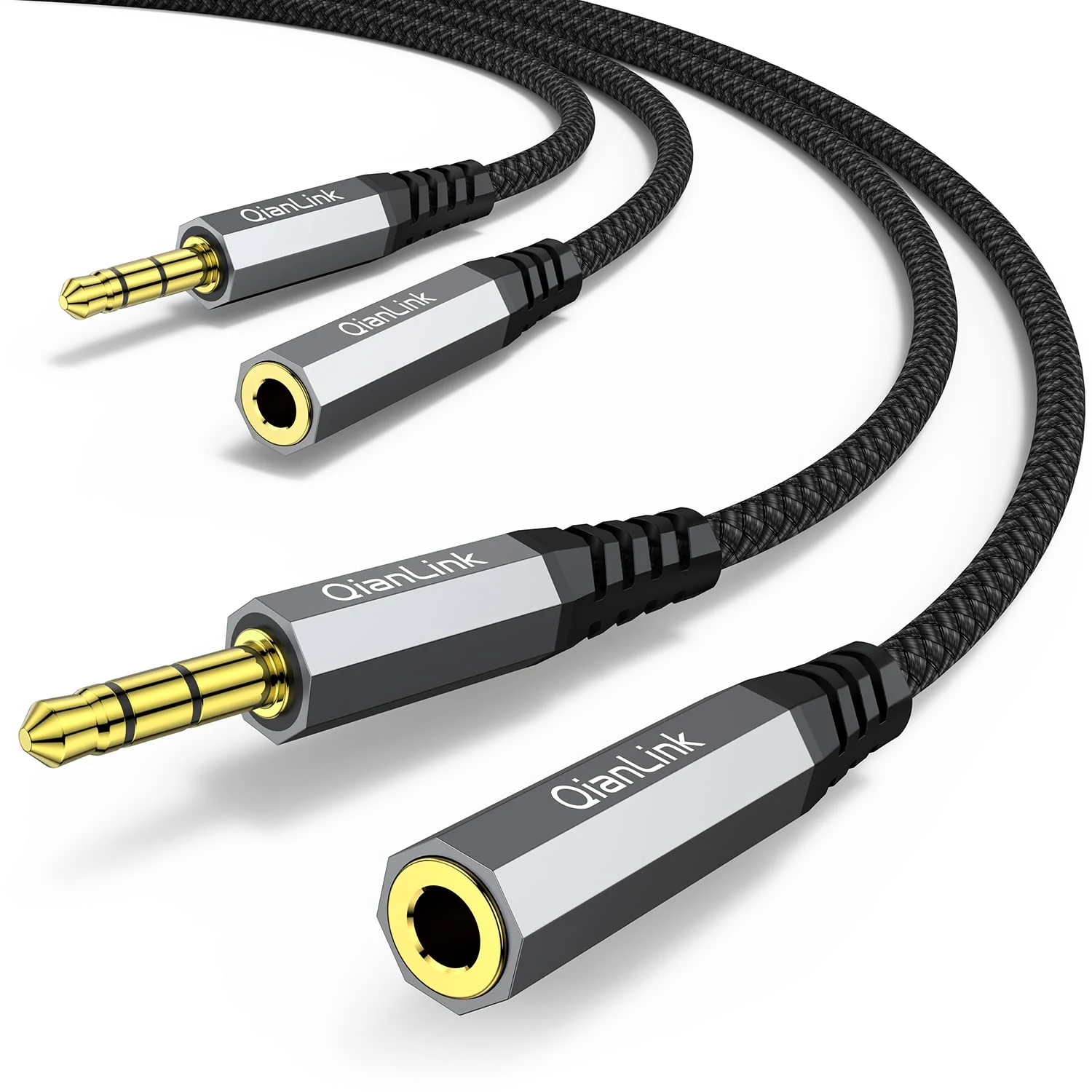 QianLink Headphone Extension Cable, (2-Pack, 6.6ft) 3.5mm Extension Audio Male to Female Aux Adapter TRS Cord