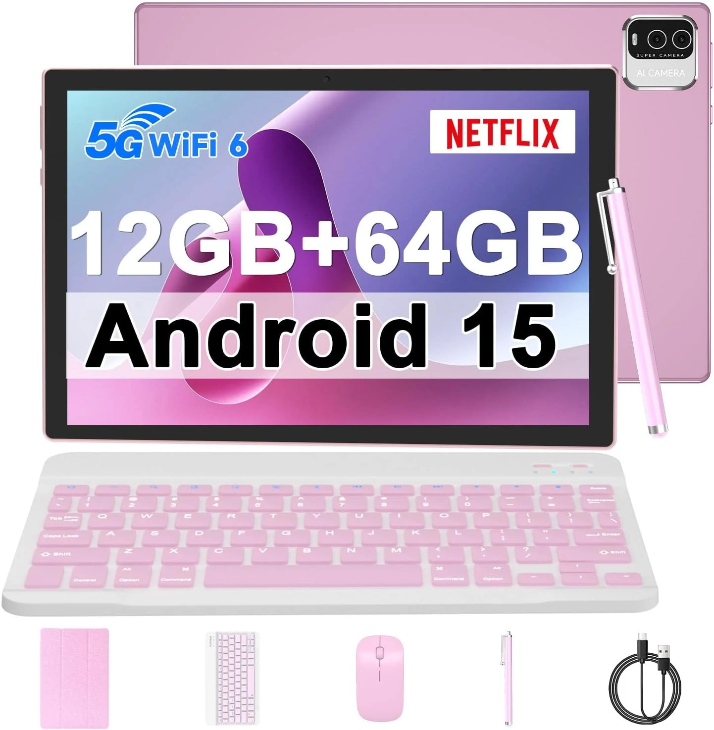 IWEGGO Android 15 Tablet, 10 inch 12GB RAM+64GB ROM/ 1TB Expansion